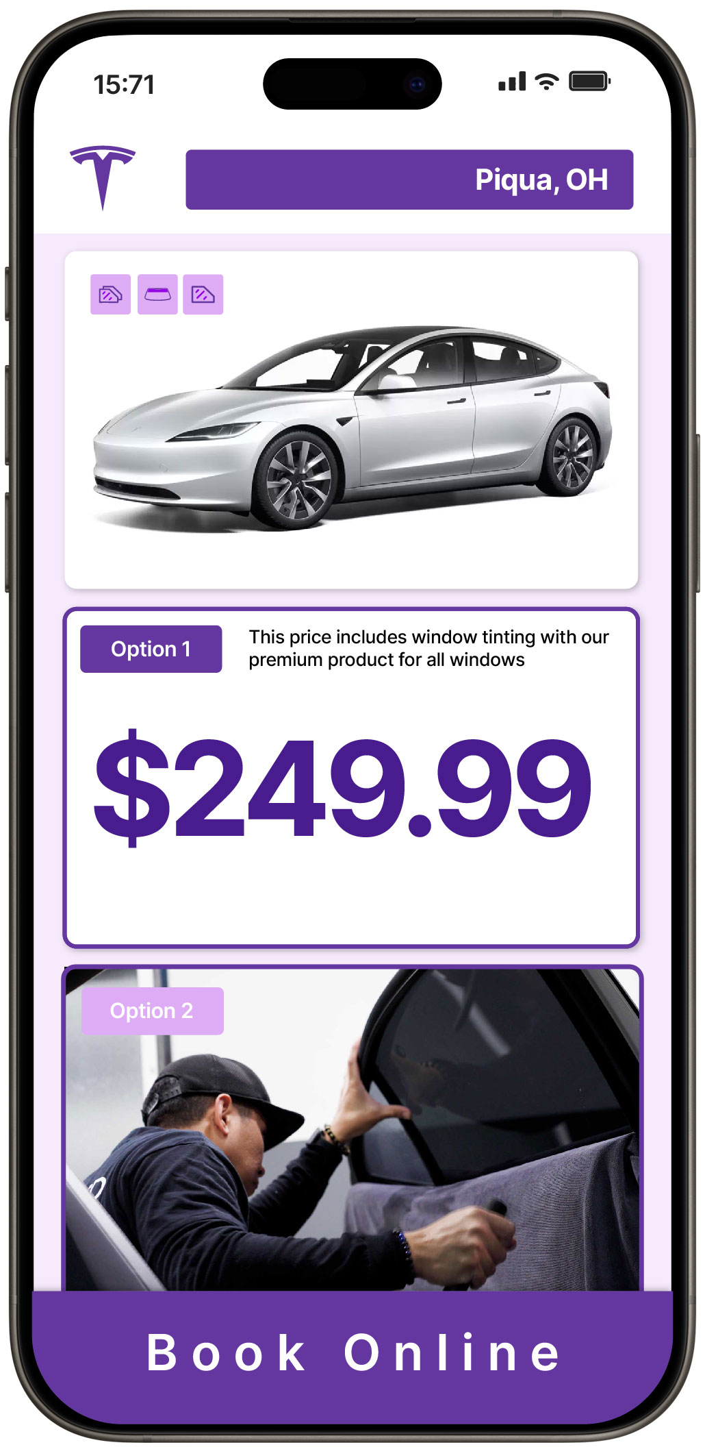 View Affordable Tesla Window Tinting Prices in Piqua, Ohio