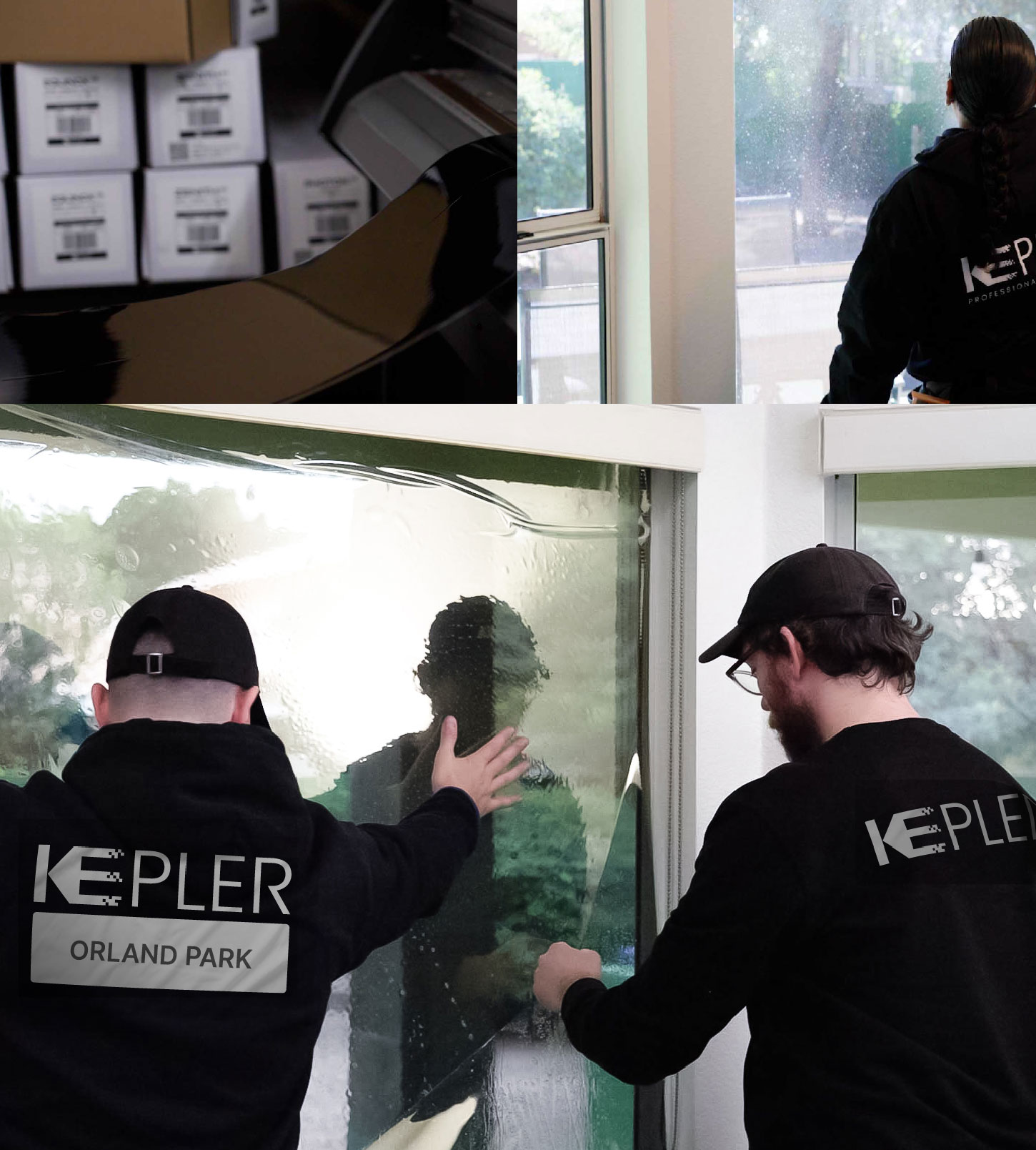 Kepler Technician Applying High-tech Window Tint to Home in Orland Park