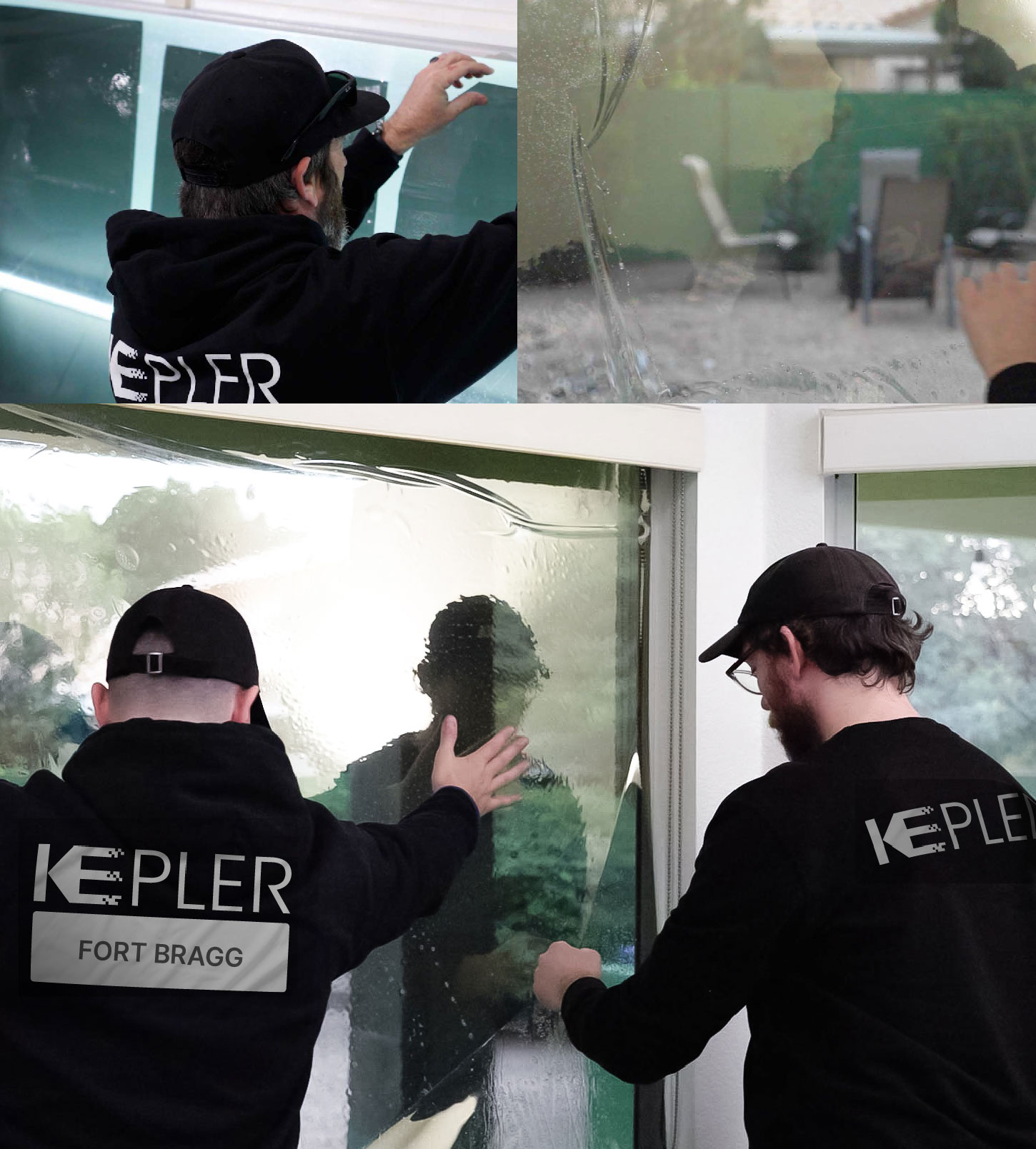 Expert Technician Installing Ceramic Window Tint to Home in Fort Bragg