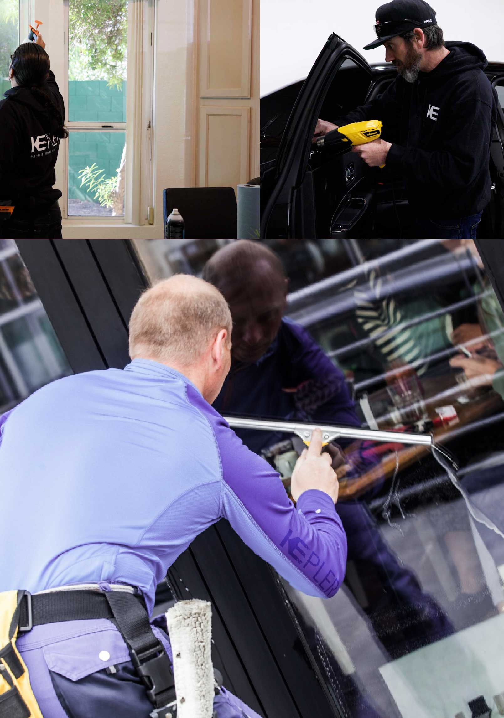 Kepler Skilled Applying Anti-Graffiti Window Film to a Duncanville Shop Front