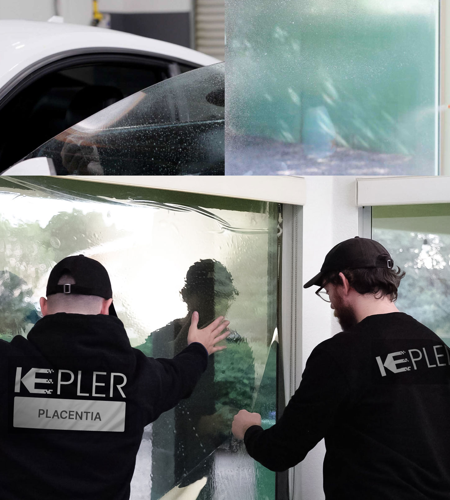 Expert Technician Applying Ceramic Window Tint to Home in Placentia