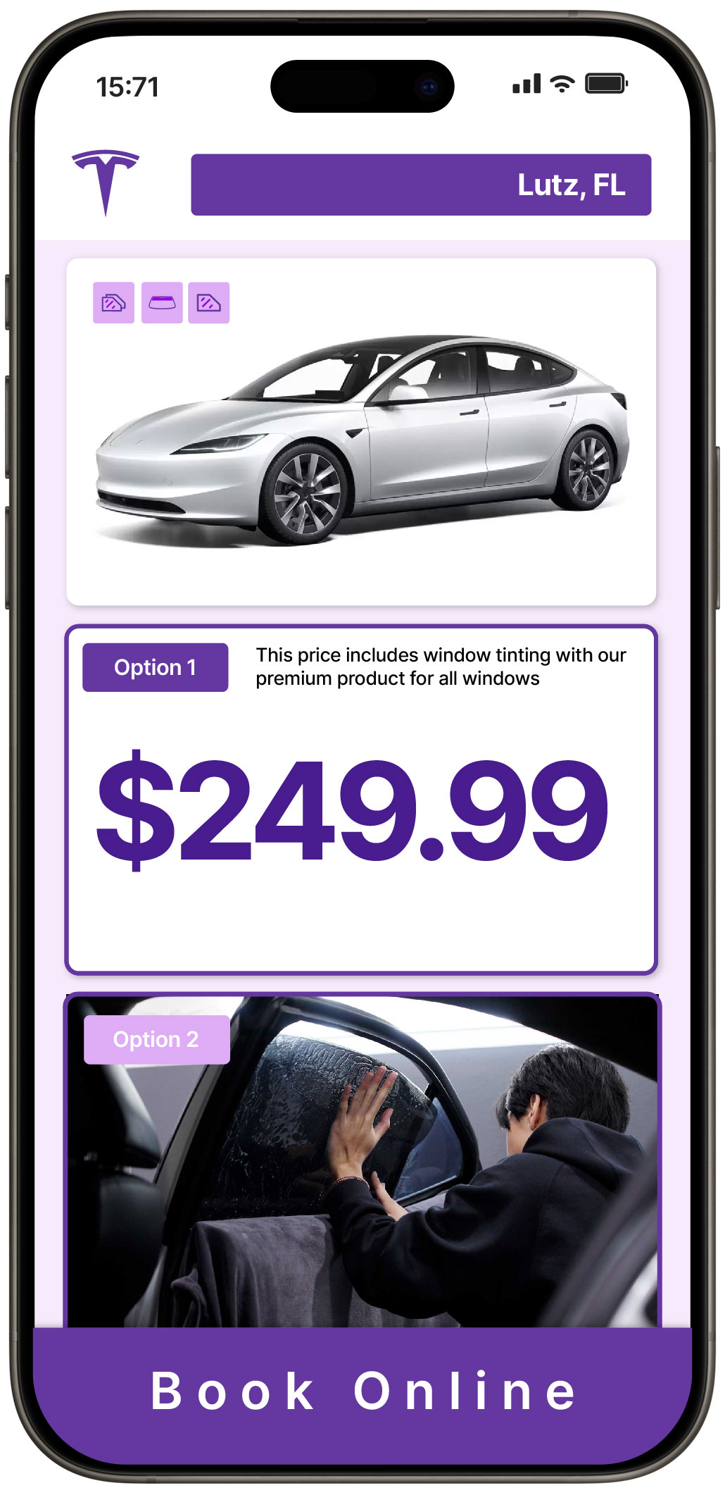 View Affordable Tesla Window Tinting Rates in Lutz, Florida