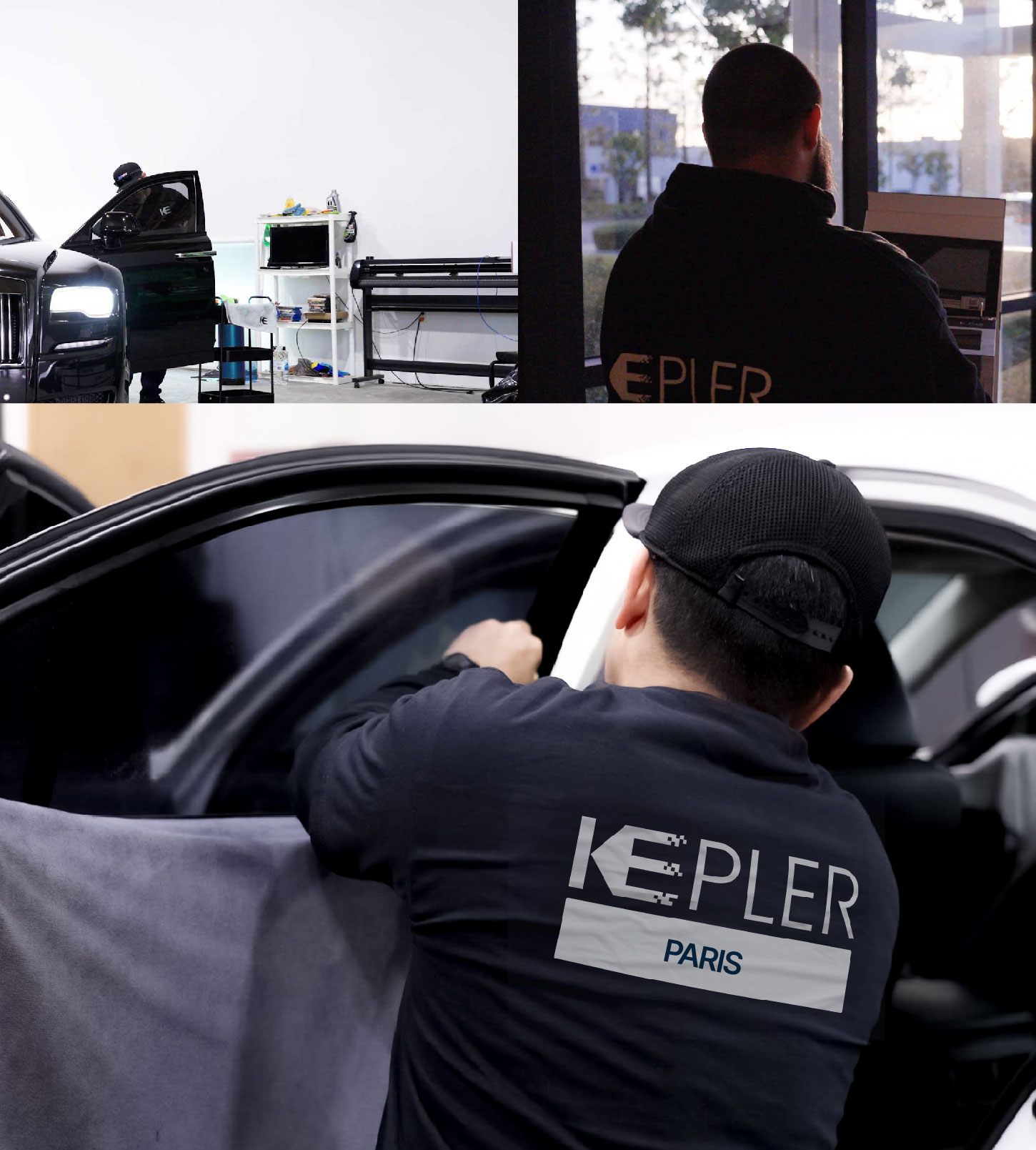Automotive Window Tinting Expert Applying Film in Paris, Texas