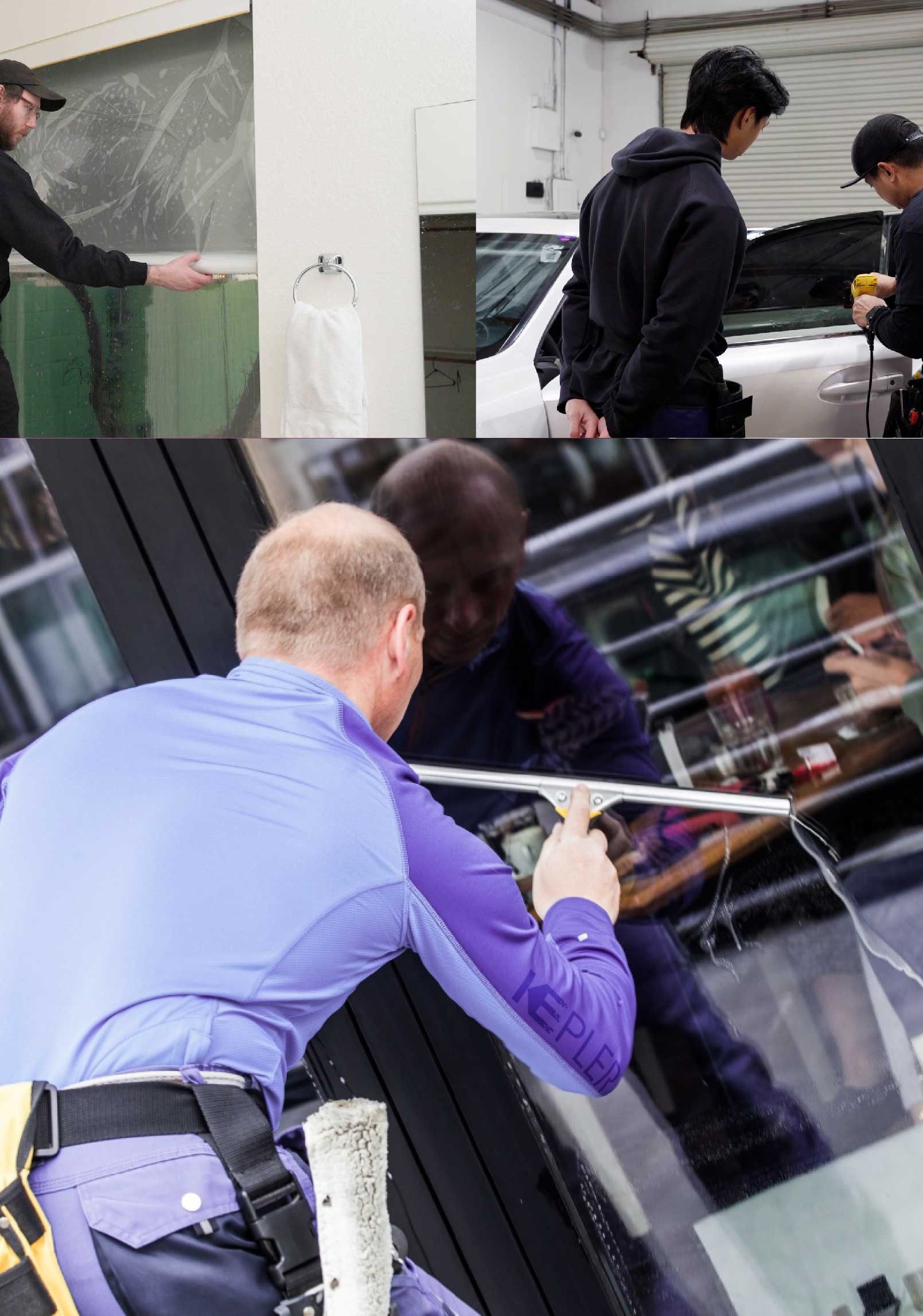 Kepler Expert Applying Anti-Graffiti Window Film to a Wilmington Shop Front