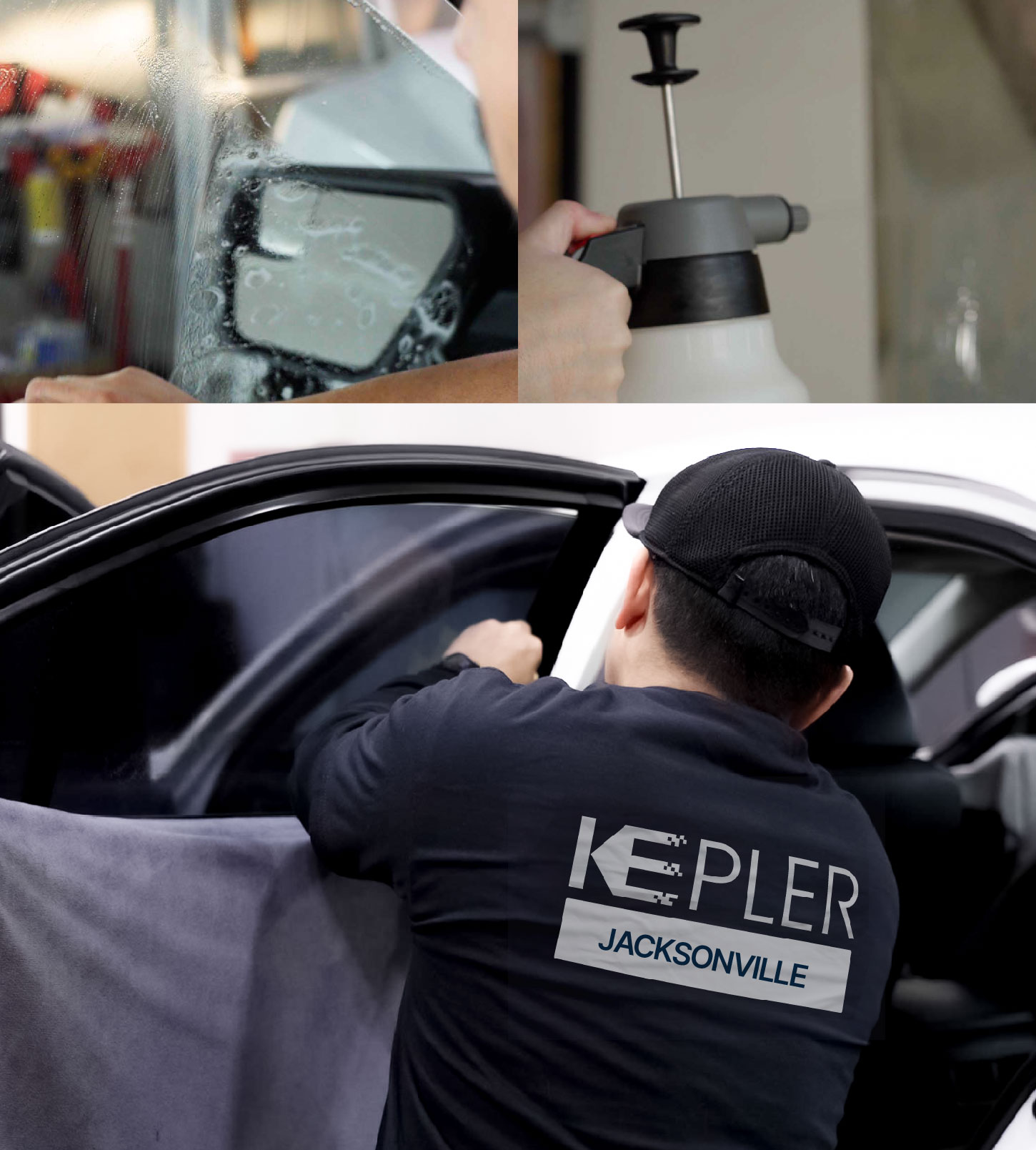 Automotive Window Tinting Expert Applying Film in Jacksonville, Arkansas