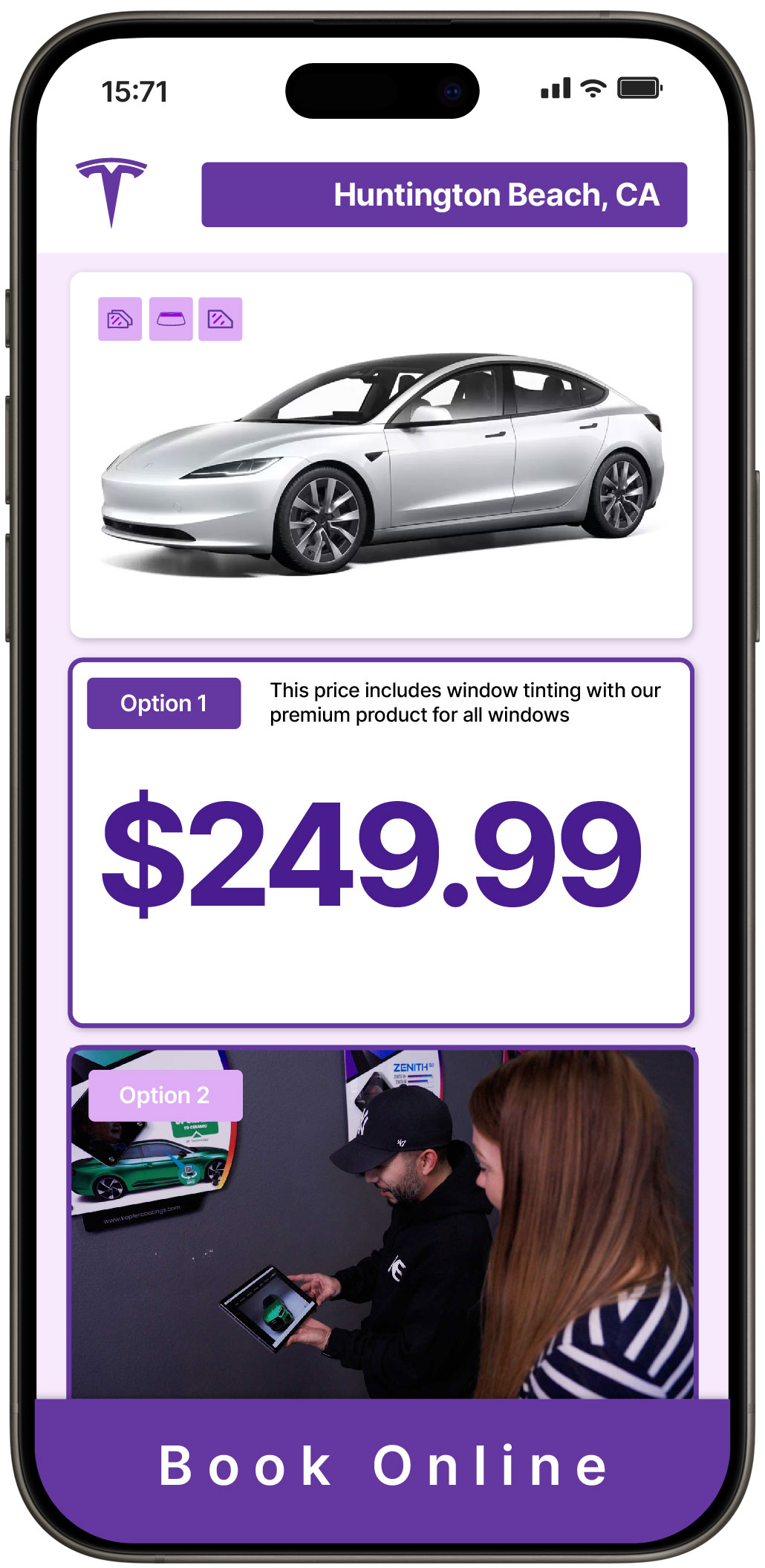 View Competitive Tesla Window Tinting Prices in Huntington Beach, California