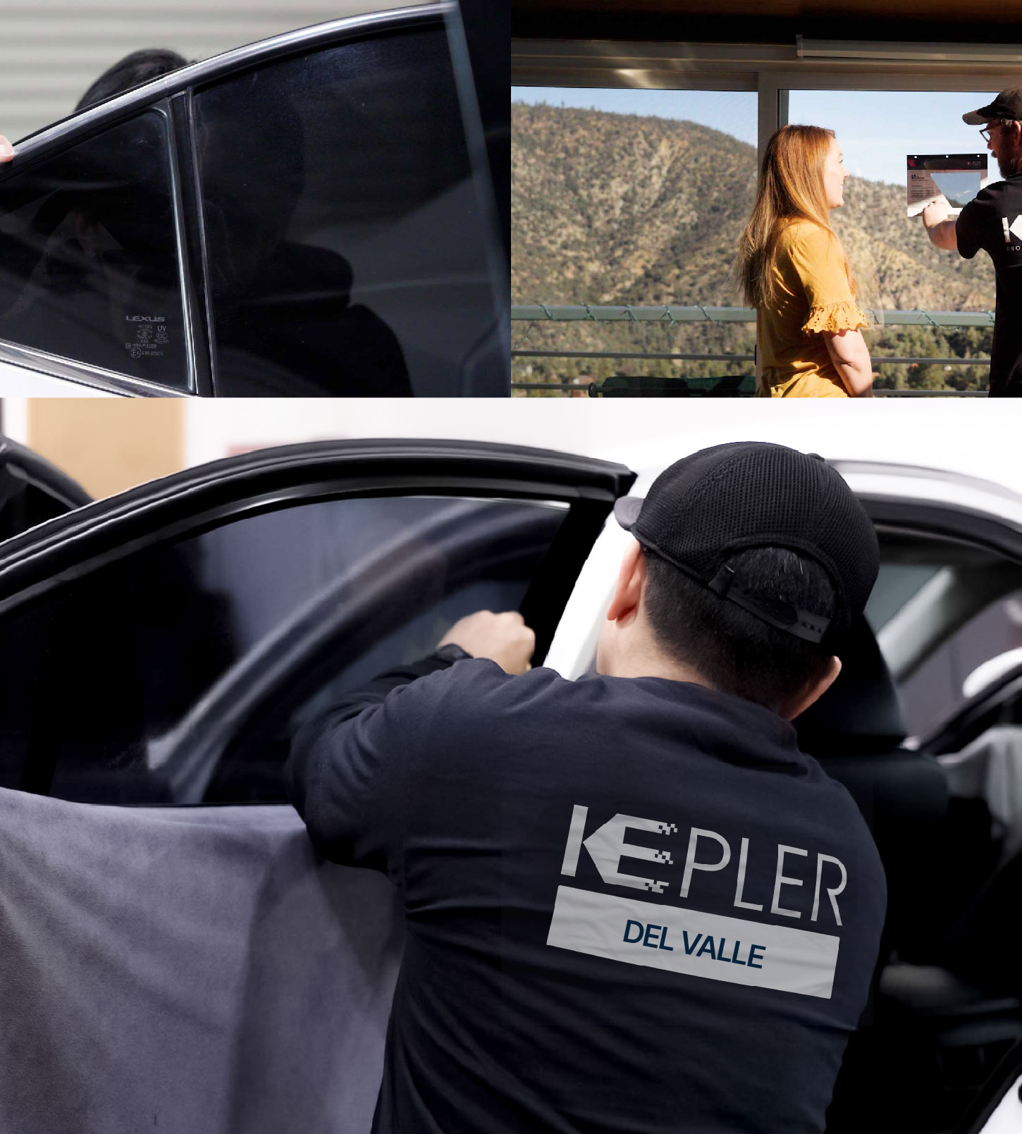 Automotive Window Tinting Expert Applying Film in Del Valle, Texas