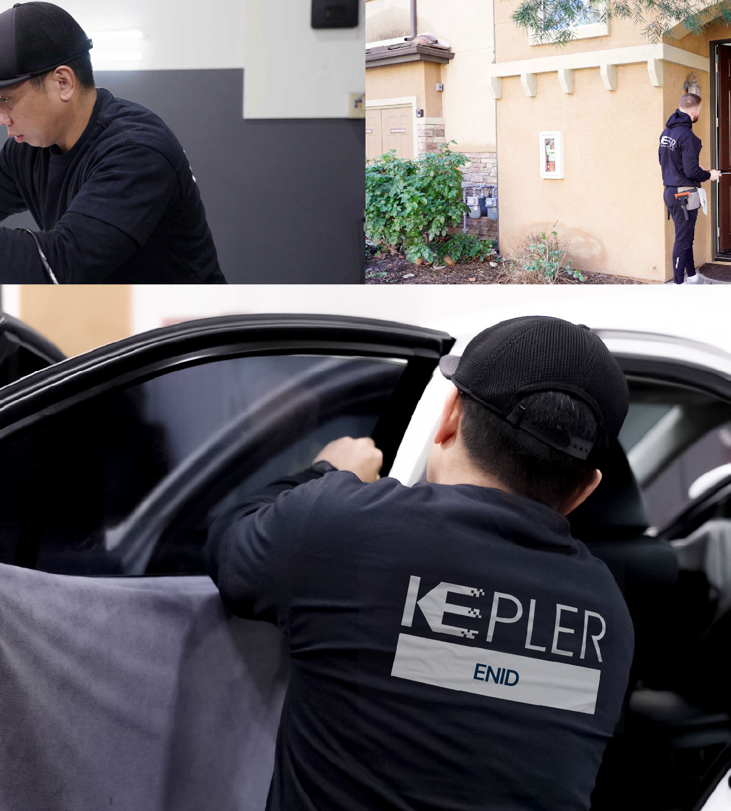 Automotive Window Tinting Expert Applying Film in Enid, Oklahoma