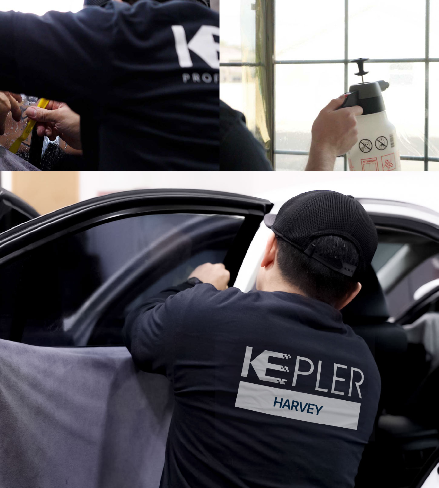 Automotive Window Tinting Expert Applying Film in Harvey, Louisiana