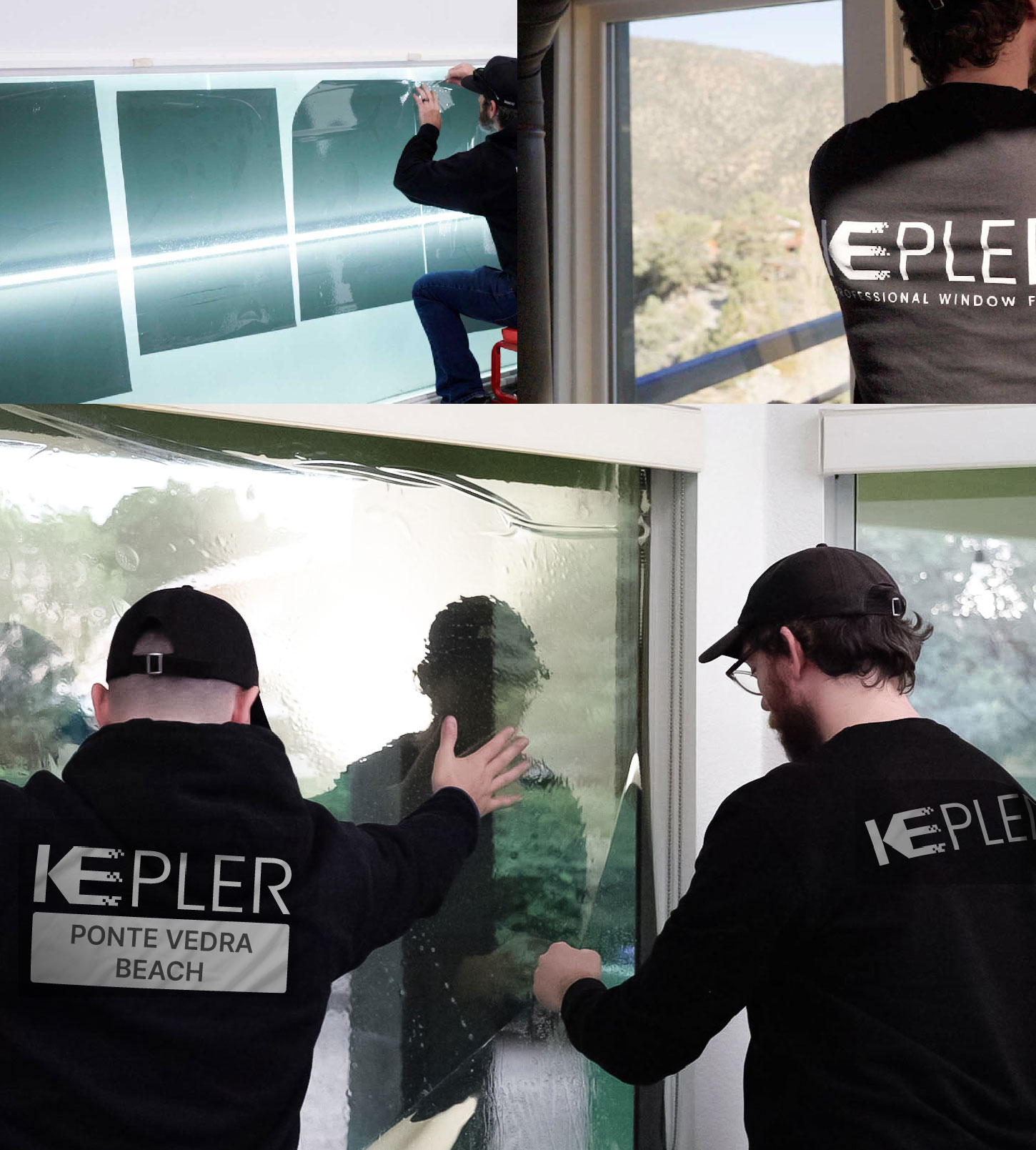 Kepler Technician Fitting High-tech Window Tint to Home in Ponte Vedra Beach