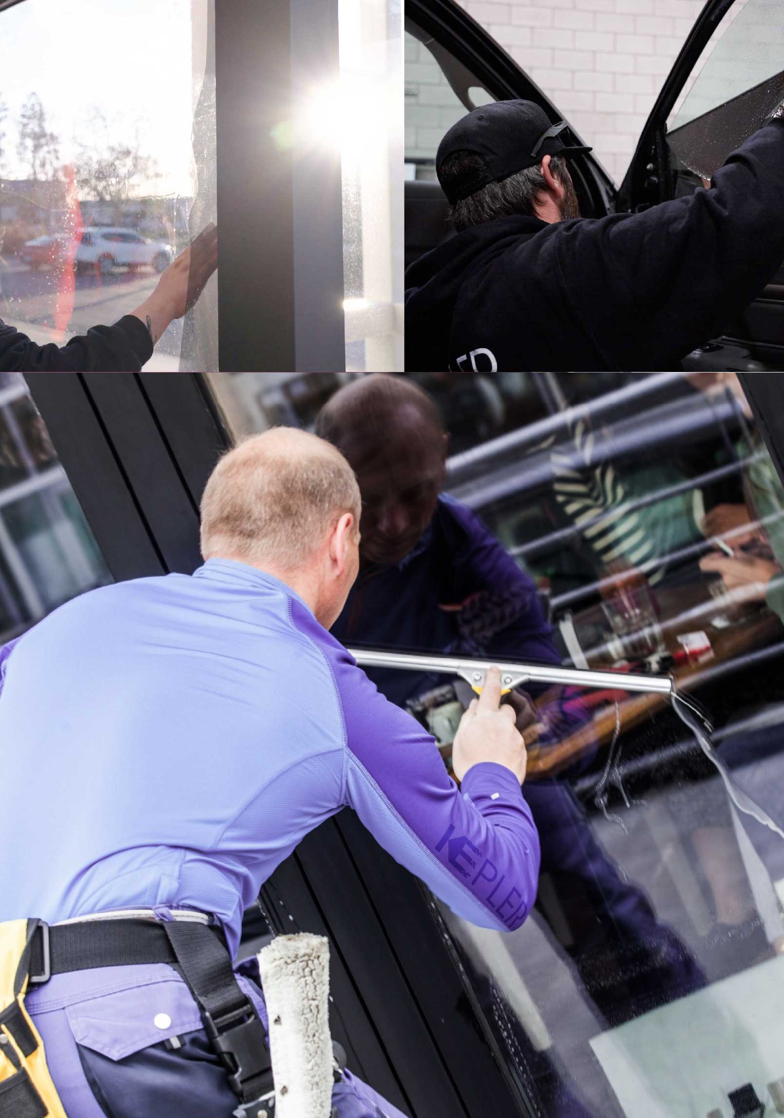 Kepler Expert Applying Anti-Graffiti Window Film to a Milpitas Shop Front