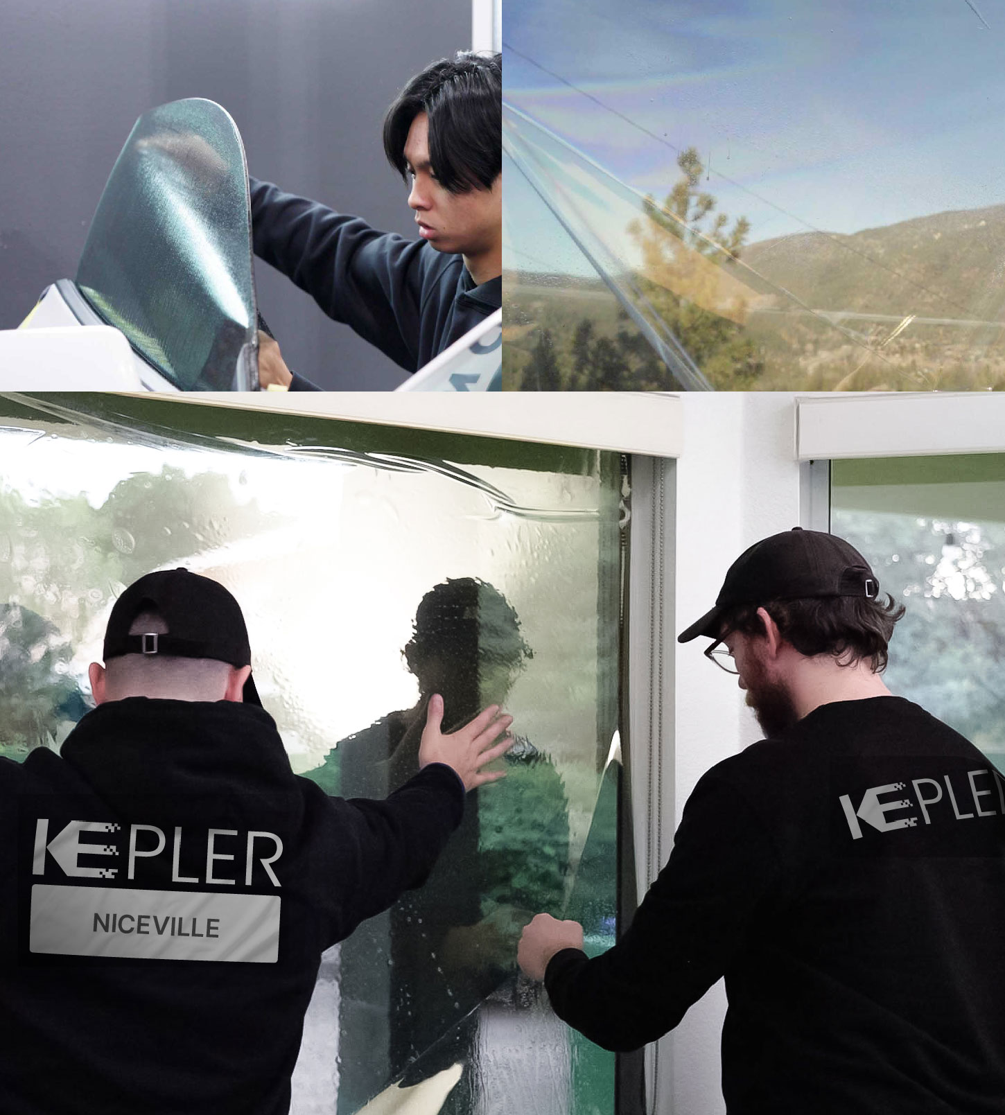 Expert Technician Fitting Advanced Window Tint to Home in Niceville