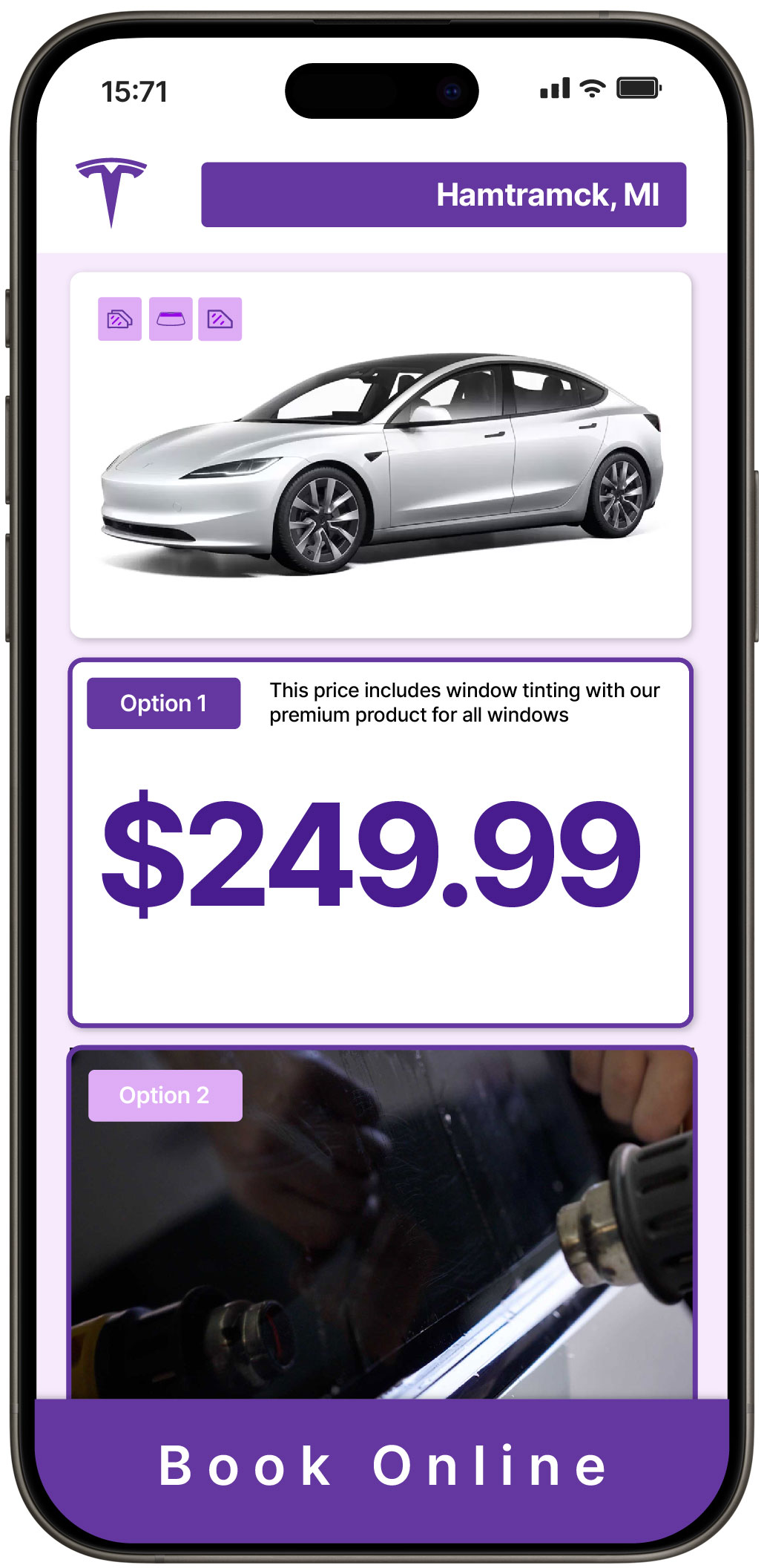 View Reasonable Tesla Window Tinting Rates in Hamtramck, Michigan