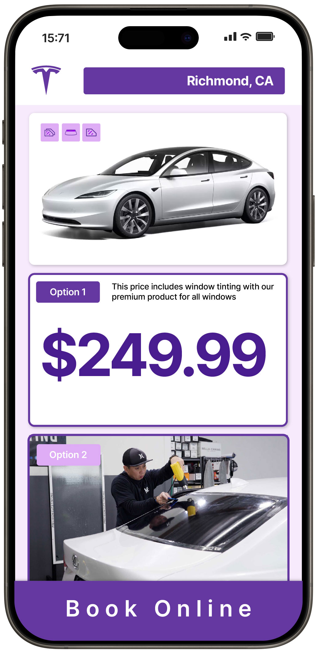 View Affordable Tesla Window Tinting Rates in Richmond, California