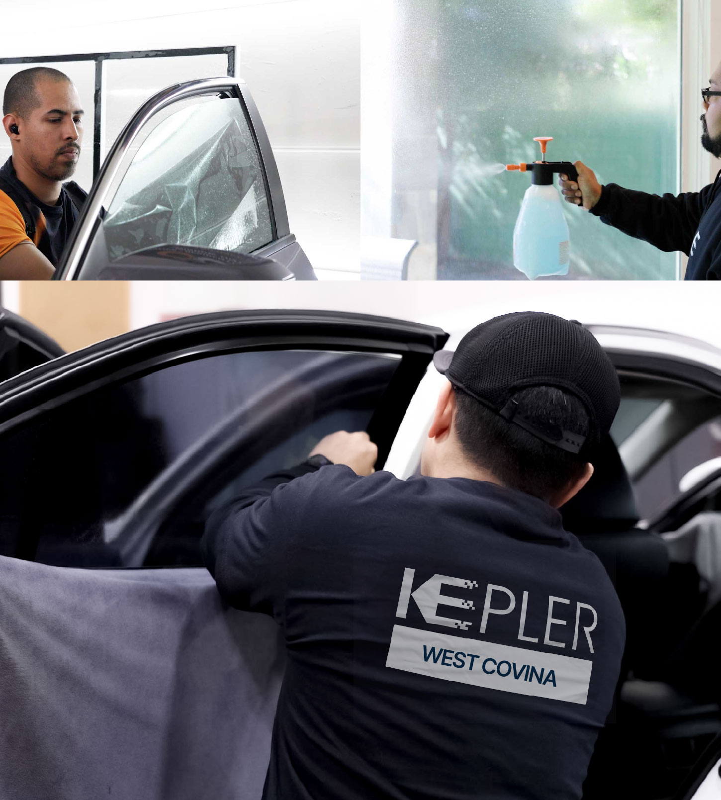 Automotive Window Tinting Expert Applying Film in West Covina, California