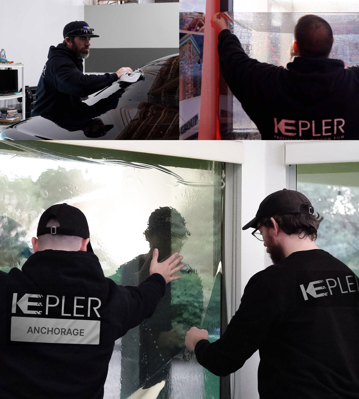 Expert Technician Applying Advanced Window Tint to Home in Anchorage