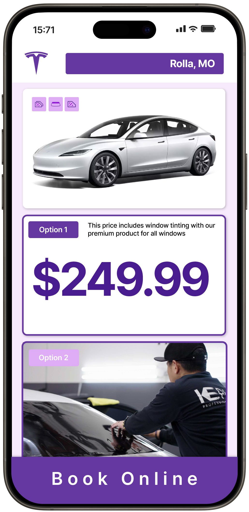 View Affordable Tesla Window Tinting Costs in Rolla, Missouri