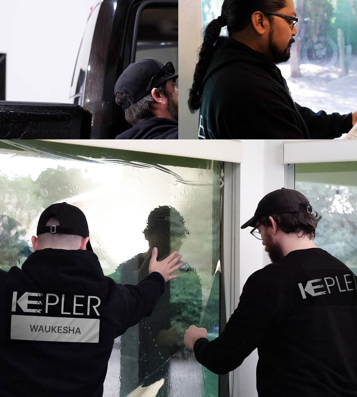 Kepler Technician Applying Advanced Window Tint to Home in Waukesha