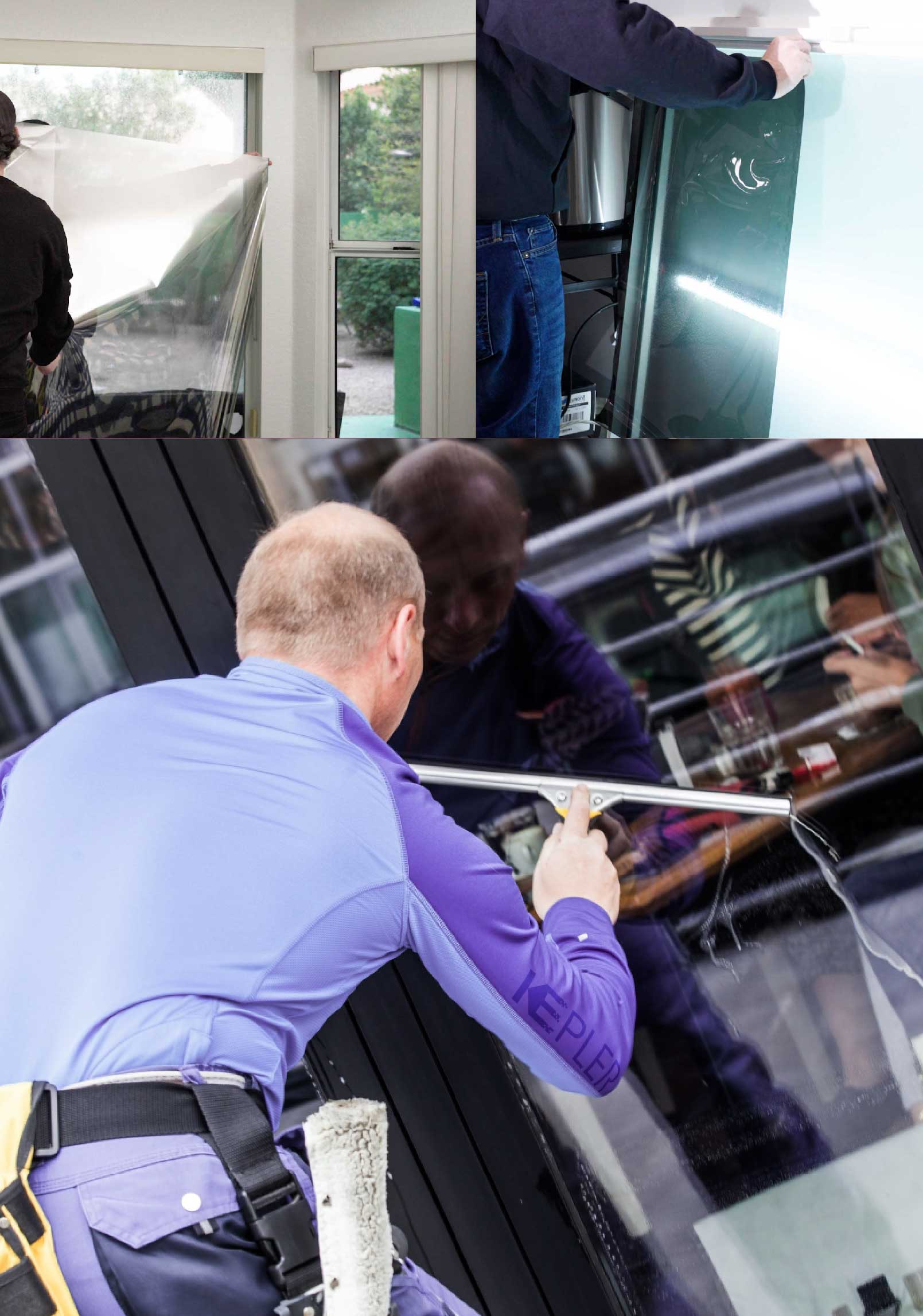 Kepler Skilled Applying Anti-Graffiti Window Film to a Holtsville Shop Front