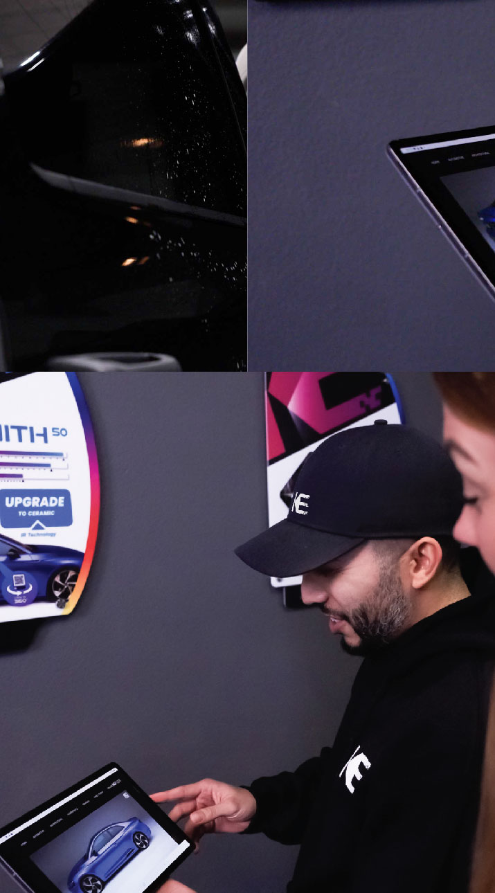 Kepler Dealer Showing Car Window Film Options to Customer in Martinez, California