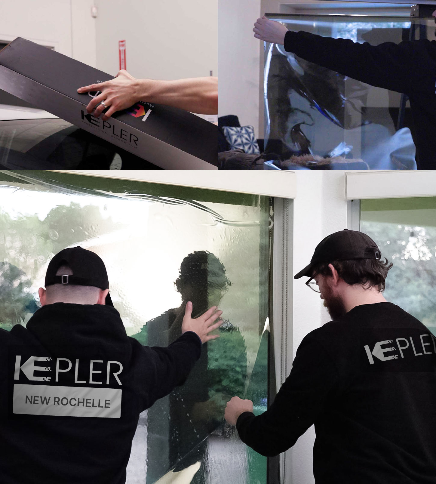 Kepler Technician Fitting High-tech Window Tint to Home in New Rochelle