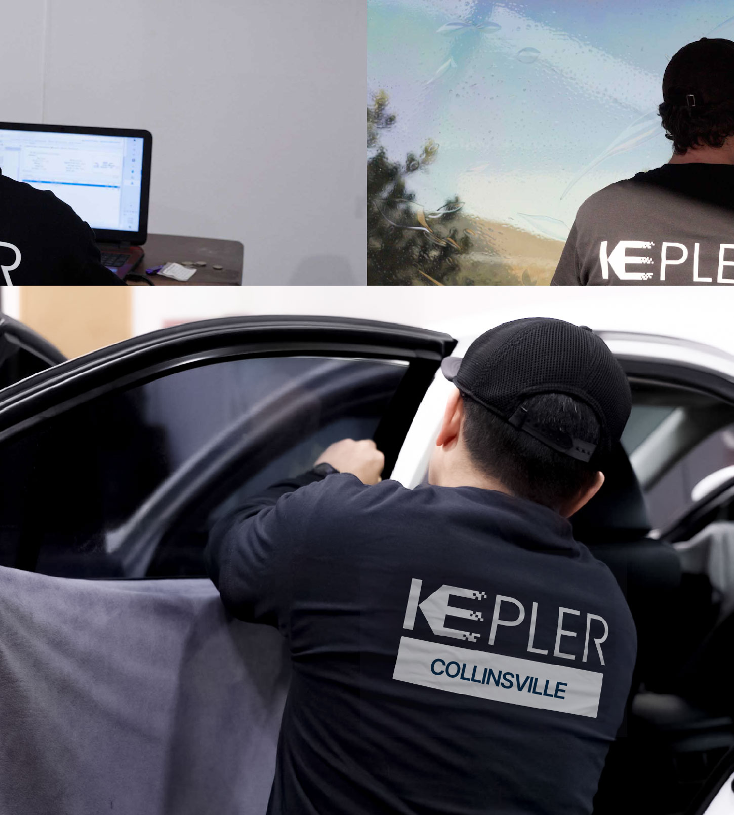 Automotive Window Tinting Expert Applying Film in Collinsville, Illinois