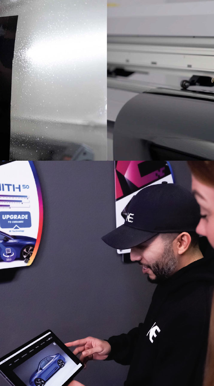 Kepler Dealer Showing Car Window Film Options to Customer in Montville, New Jersey