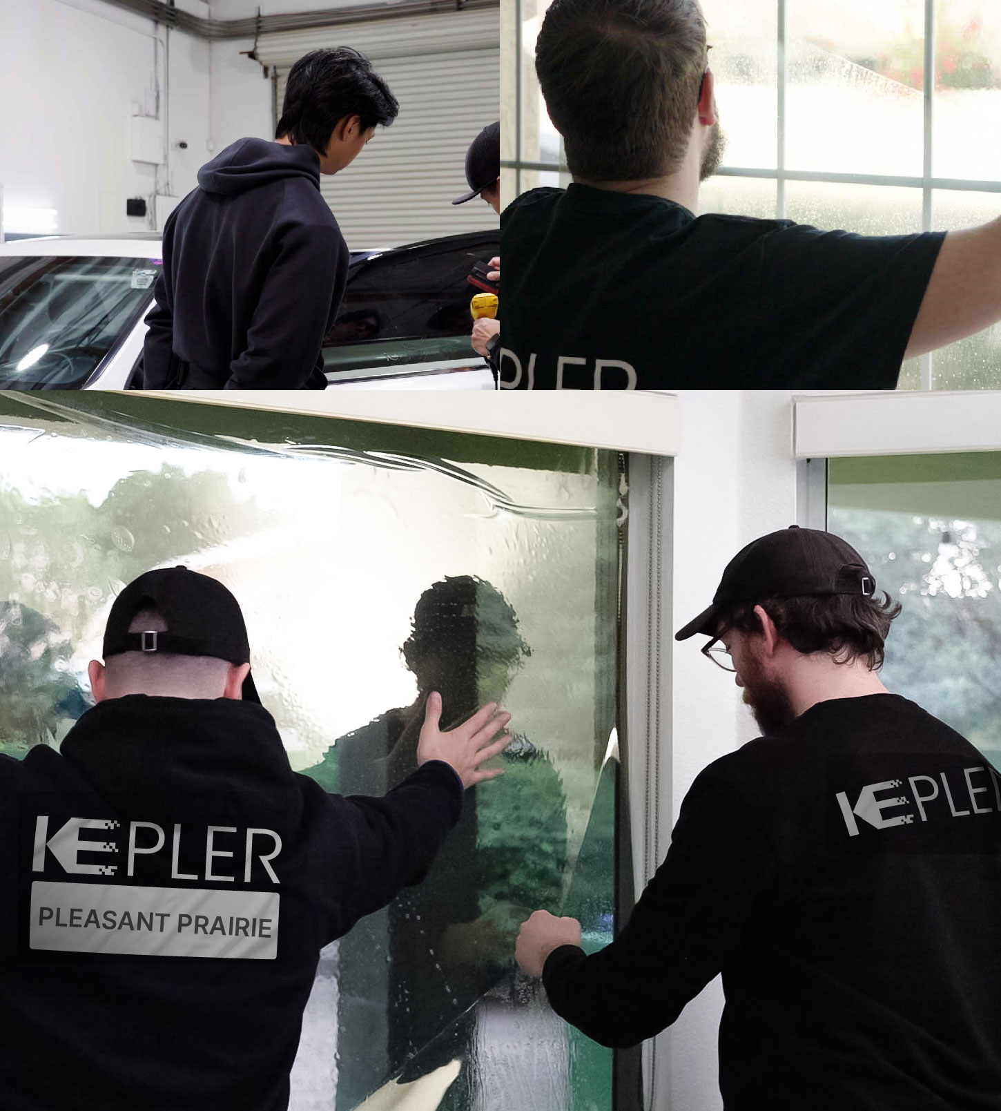 Expert Technician Applying High-tech Window Tint to Home in Pleasant Prairie