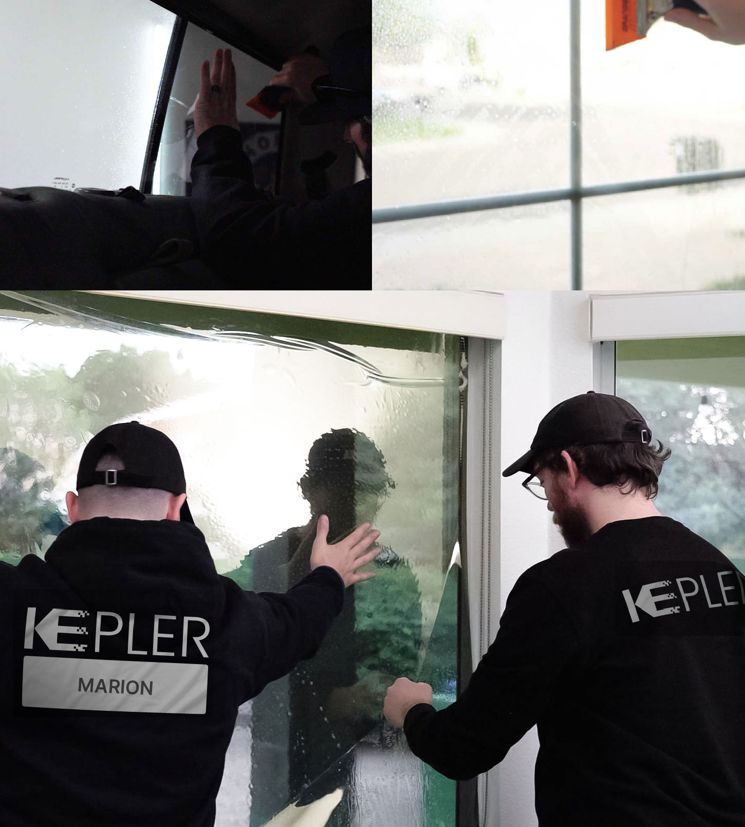 Kepler Technician Applying Advanced Window Tint to Home in Marion