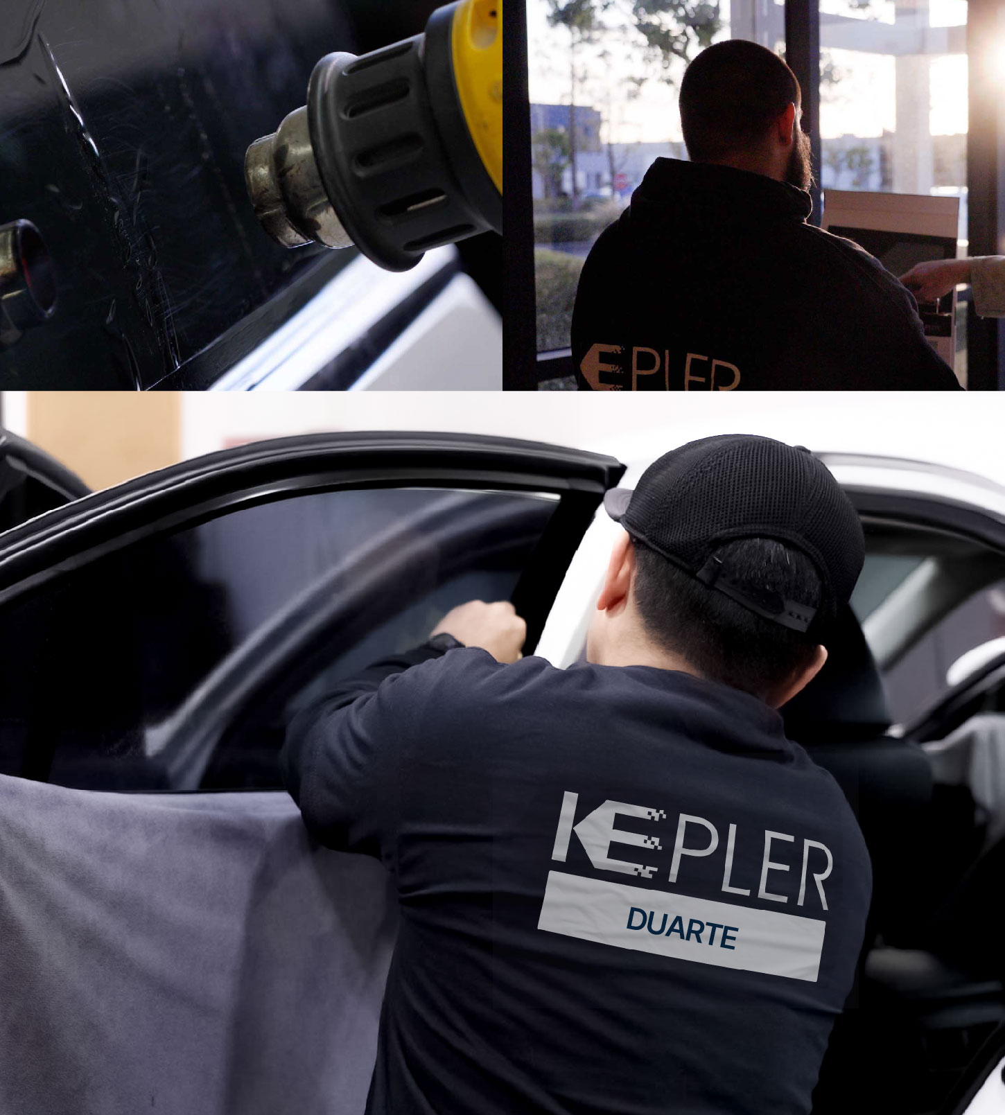 Automotive Window Tinting Expert Applying Film in Duarte, California