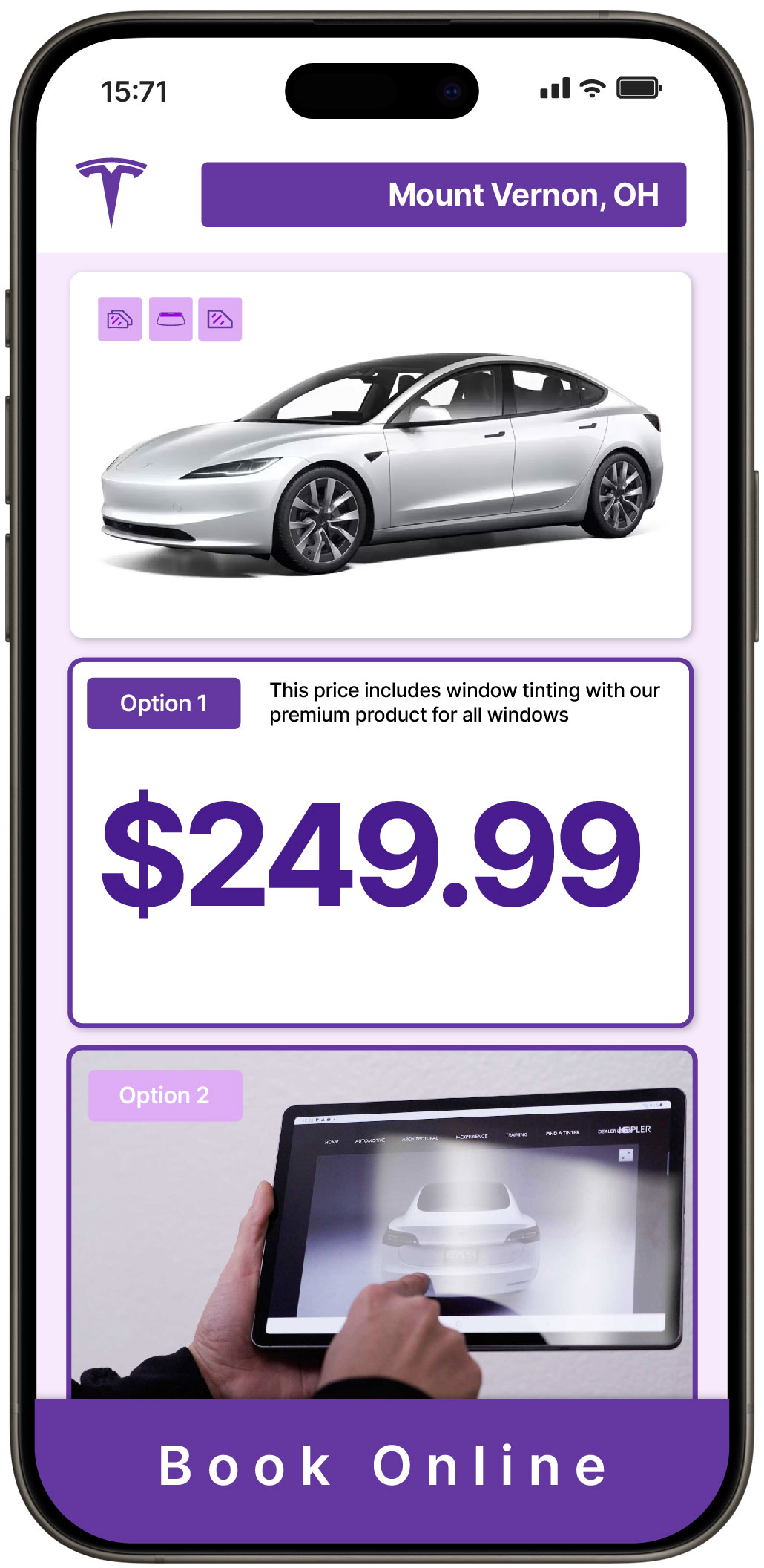 View Reasonable Tesla Window Tinting Rates in Mount Vernon, Ohio