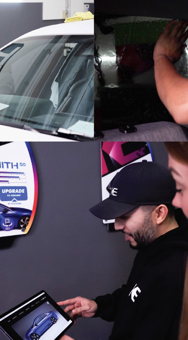Kepler Dealer Showing Car Window Film Options to Customer in Concord, North Carolina