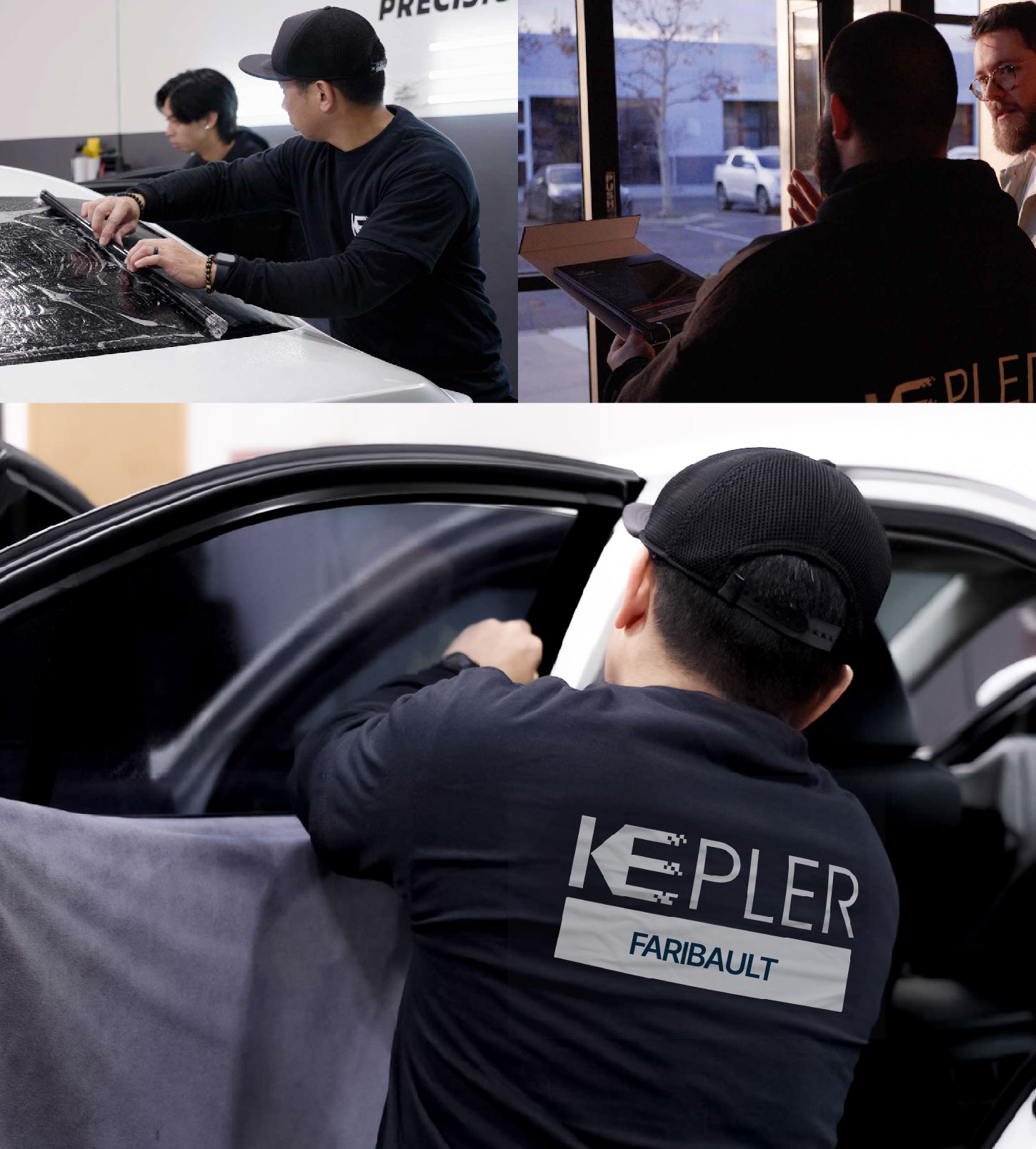 Automotive Window Tinting Expert Applying Film in Faribault, Minnesota