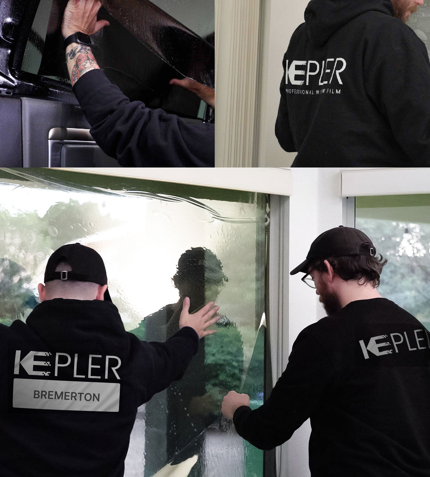 Expert Technician Installing Advanced Window Tint to Home in Bremerton