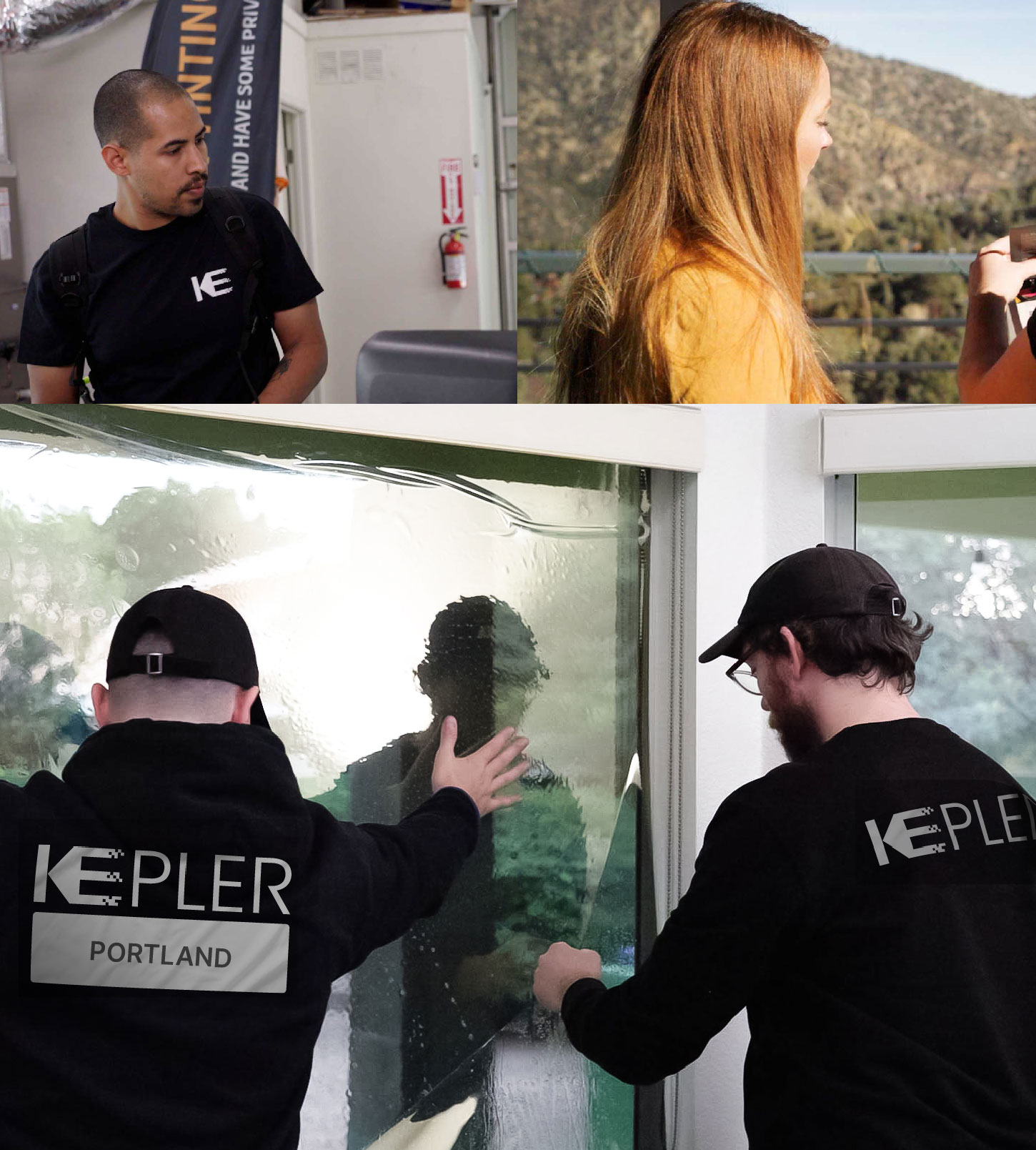 Kepler Technician Fitting High-tech Window Tint to Home in Portland