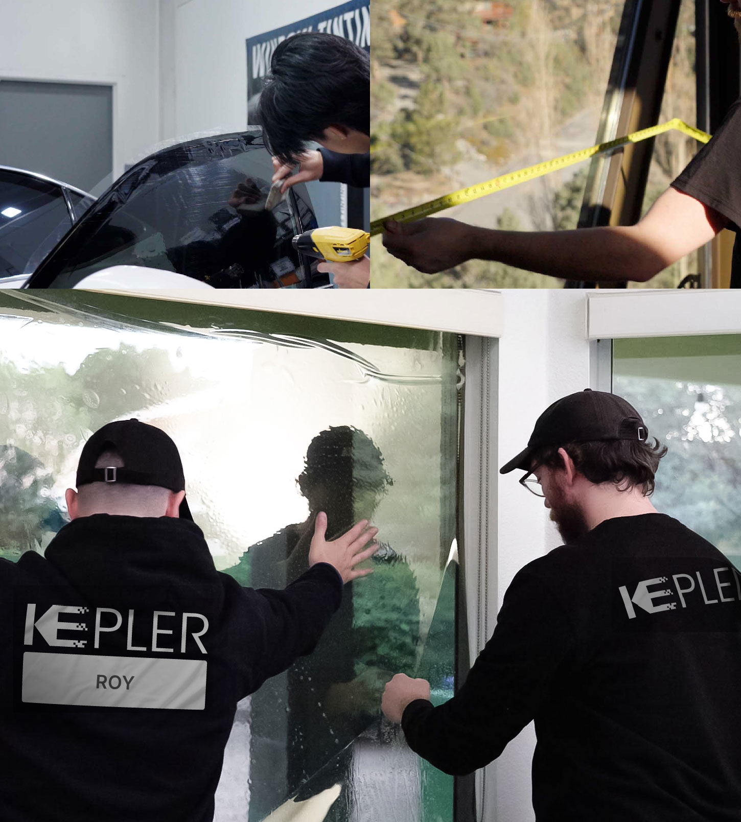Kepler Technician Fitting Ceramic Window Tint to Home in Roy