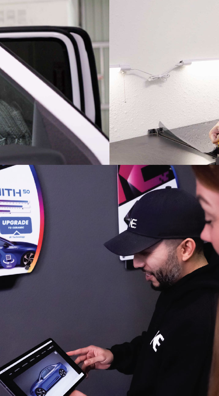 Kepler Dealer Showing Car Window Film Options to Customer in Glendale, California