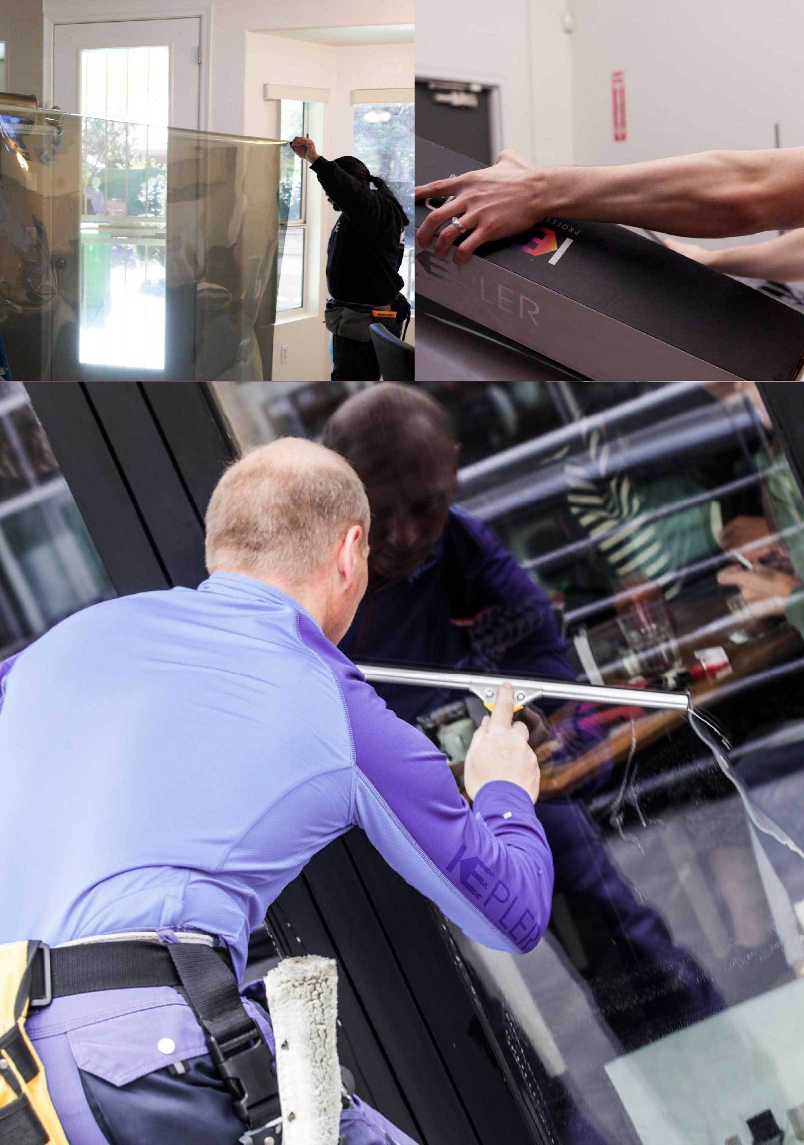 Kepler Professional Applying Anti-Graffiti Window Film to a Green Valley Shop Front