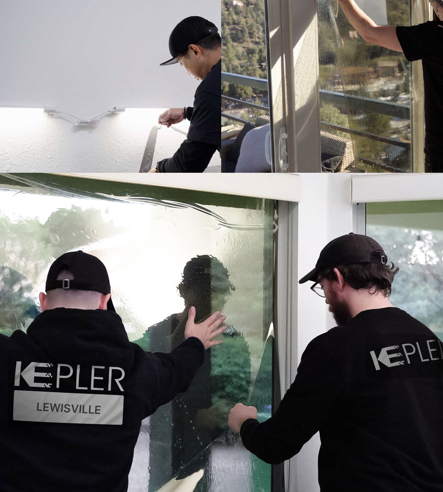 Kepler Technician Installing High-tech Window Tint to Home in Lewisville