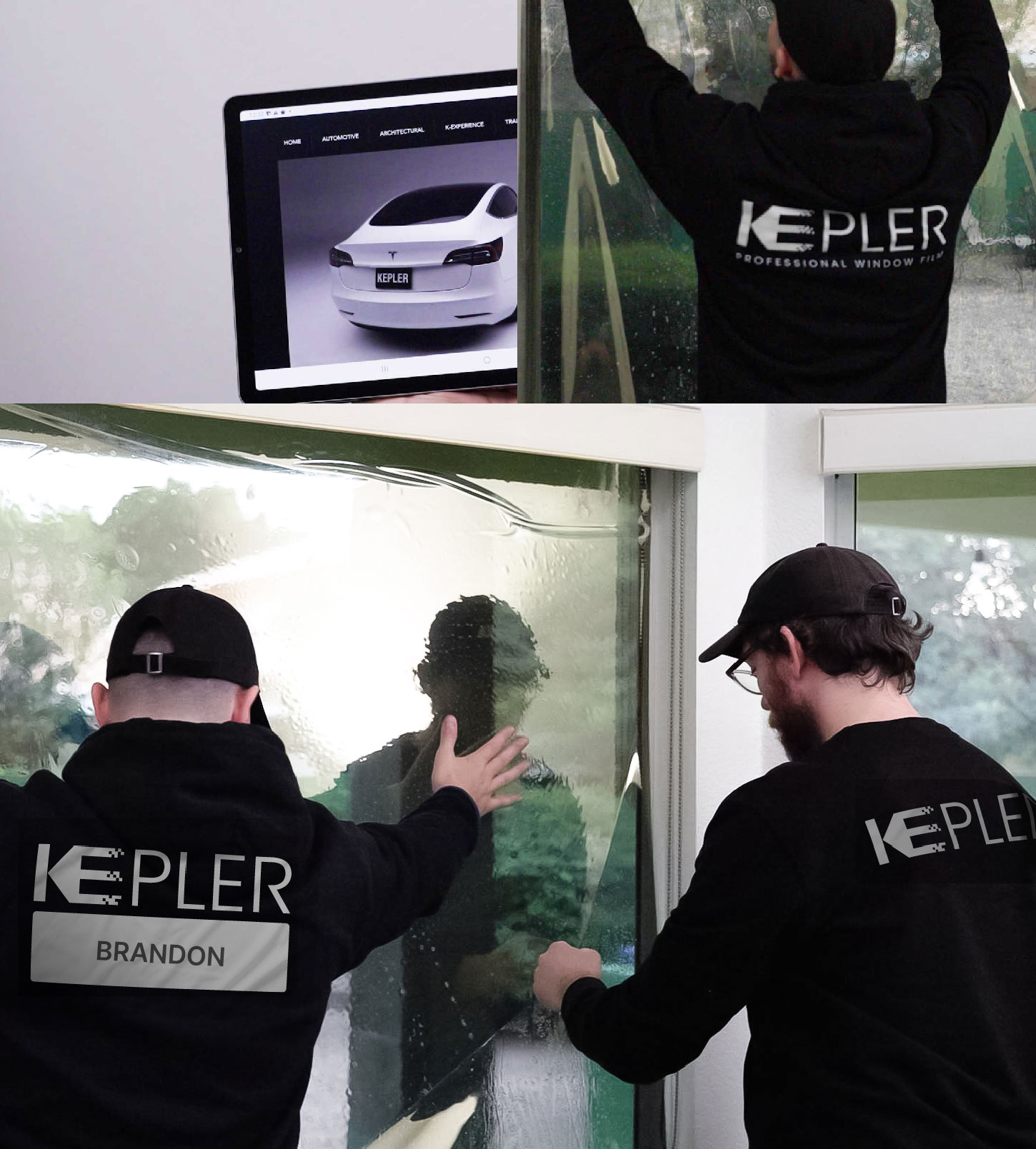 Expert Technician Applying Ceramic Window Tint to Home in Brandon