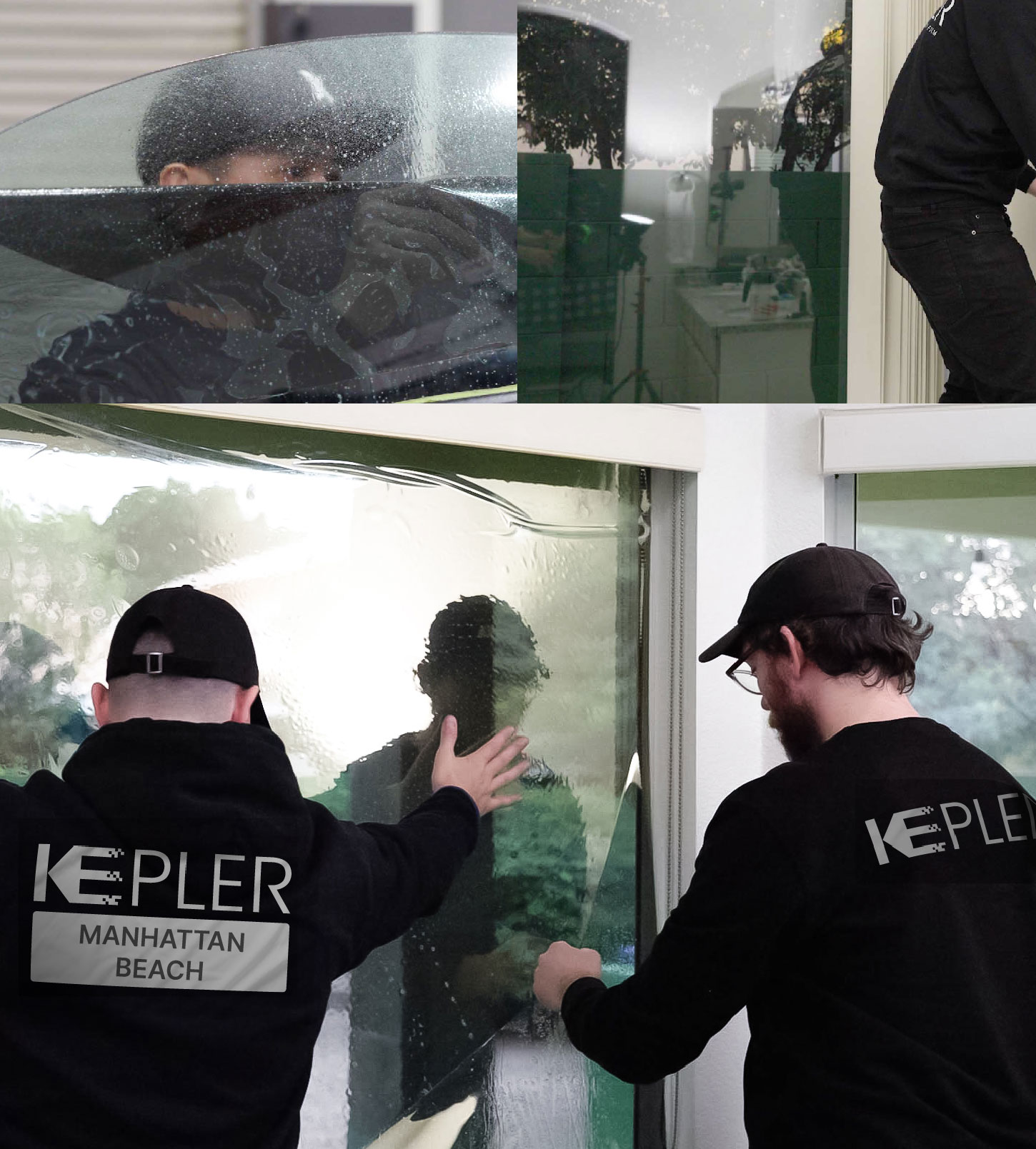 Expert Technician Installing Ceramic Window Tint to Home in Manhattan Beach