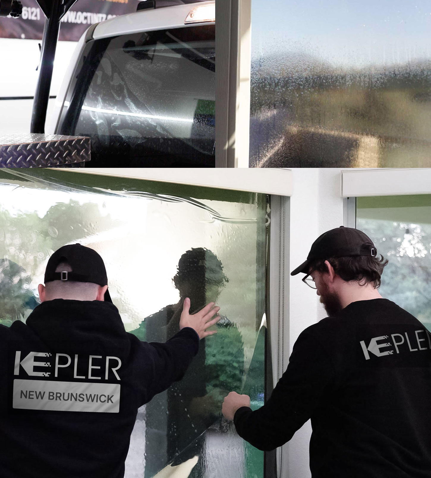 Expert Technician Installing High-tech Window Tint to Home in New Brunswick