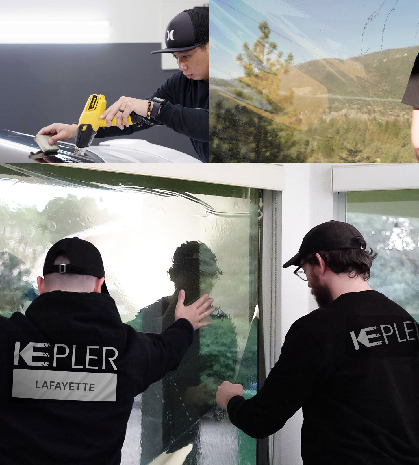 Expert Technician Installing High-tech Window Tint to Home in Lafayette