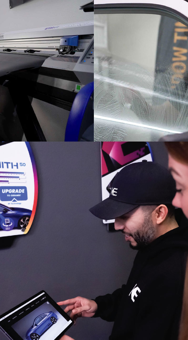 Kepler Dealer Showing Car Window Film Options to Customer in Venice, California