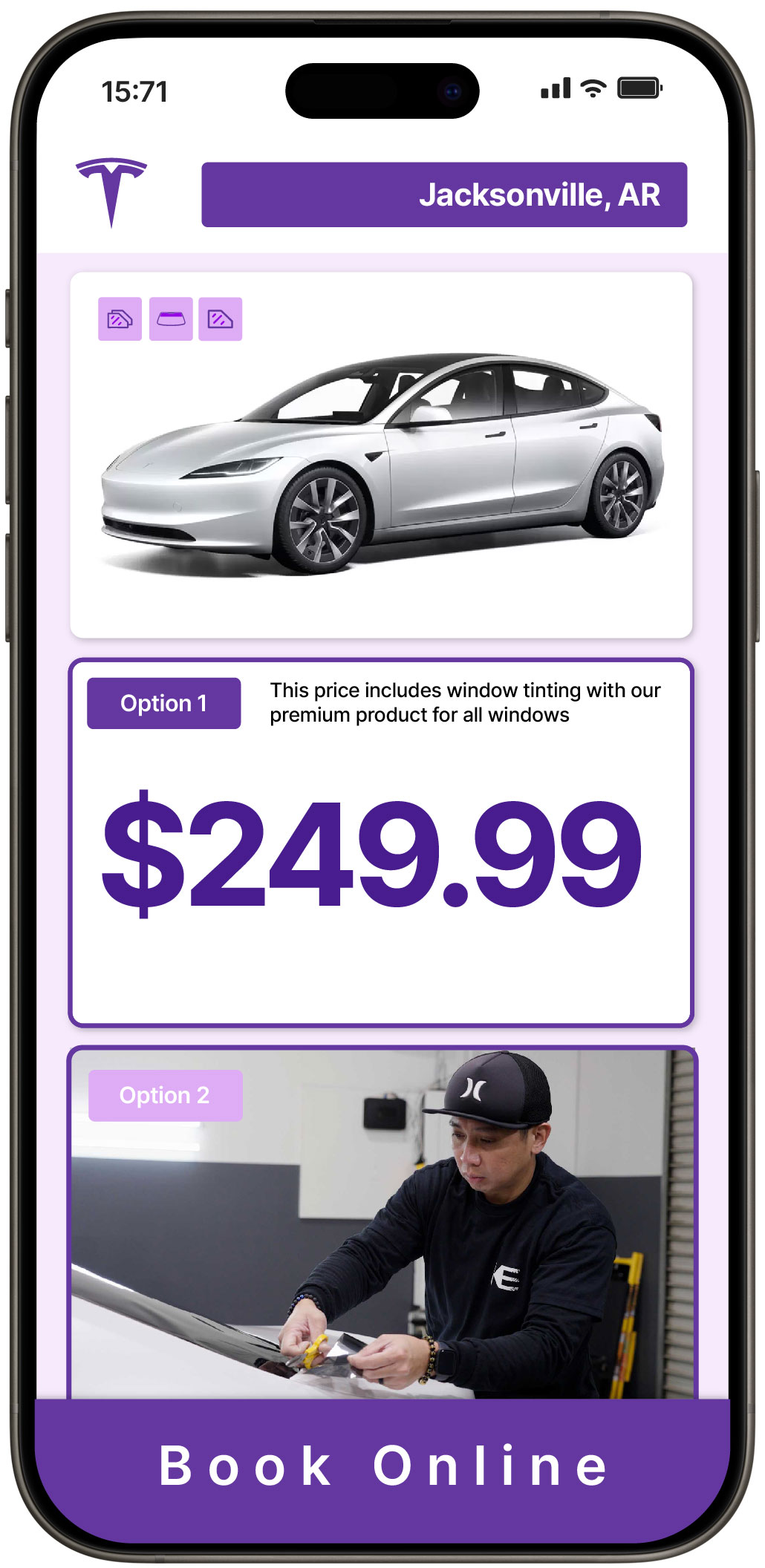 View Affordable Tesla Window Tinting Costs in Jacksonville, Arkansas