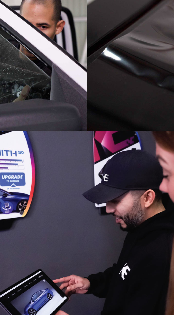 Kepler Dealer Showing Car Window Film Options to Customer in Campbell, California