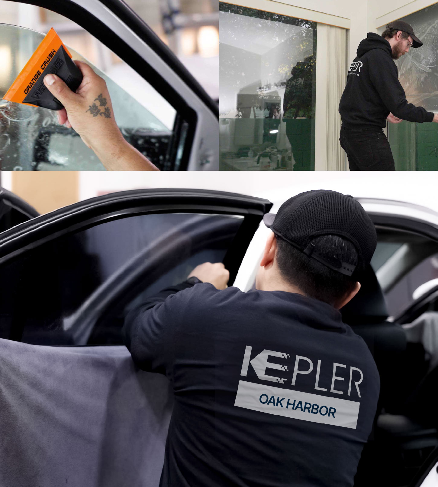 Automotive Window Tinting Expert Applying Film in Oak Harbor, Washington