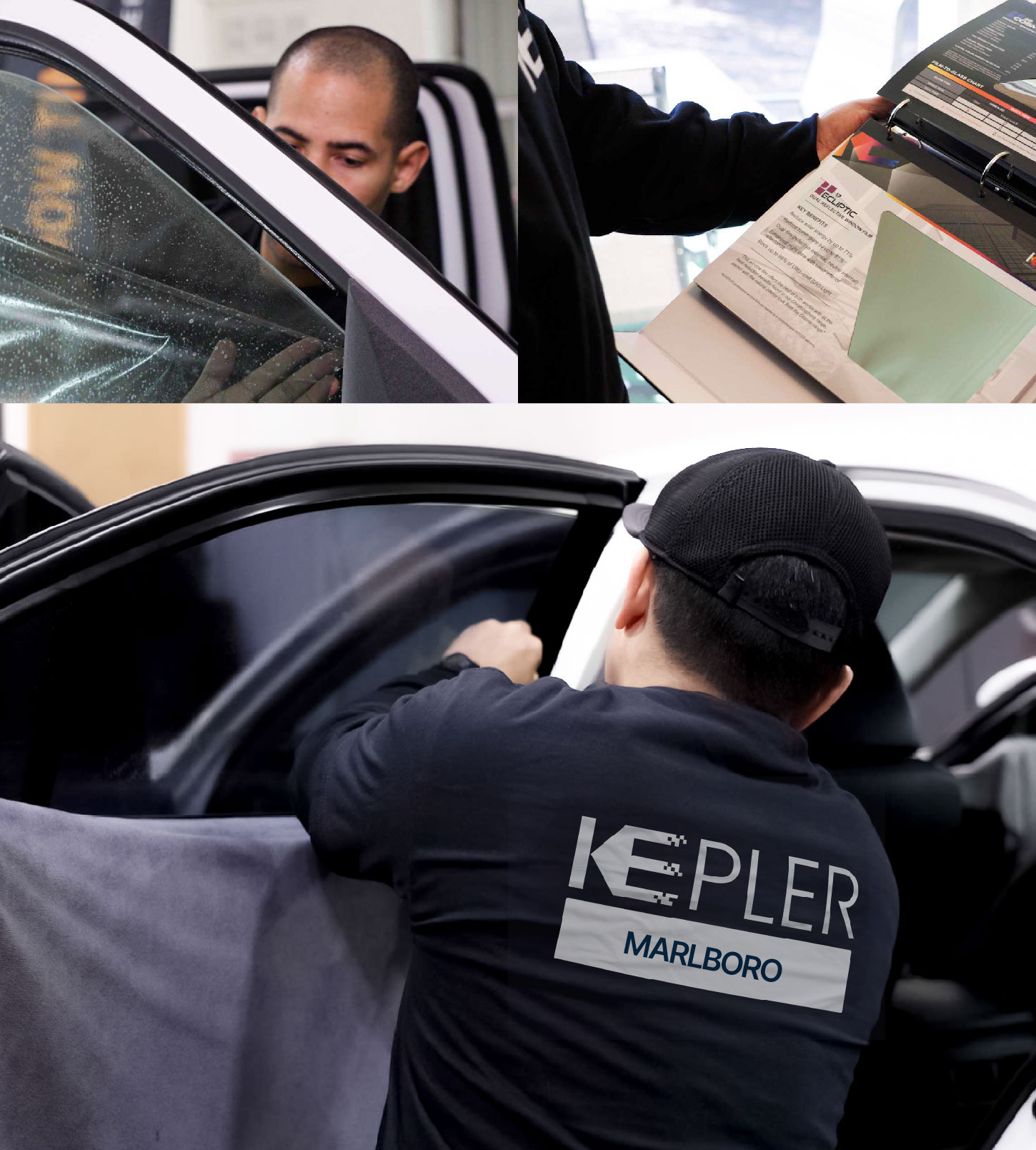 Automotive Window Tinting Expert Applying Film in Marlboro, New Jersey