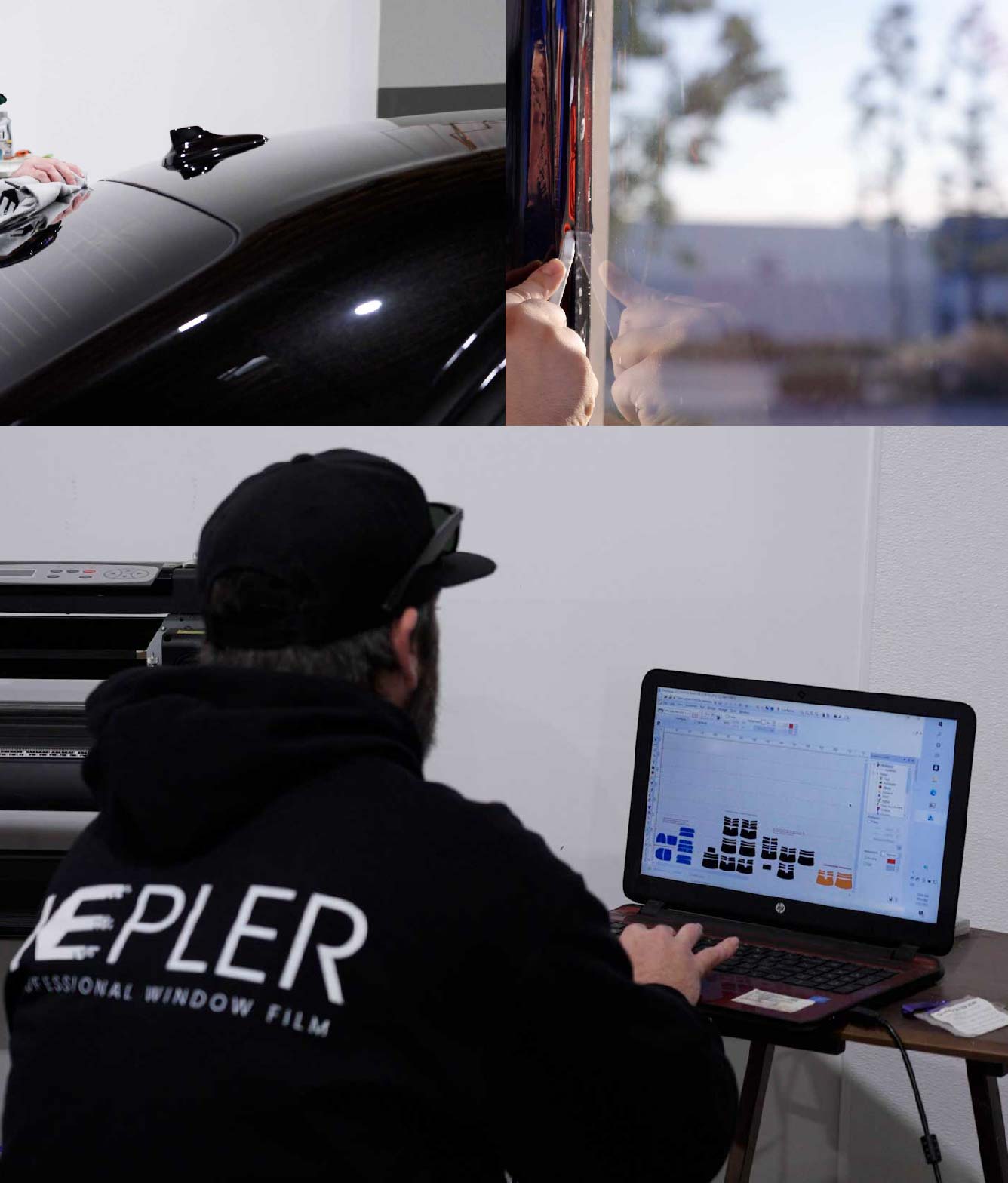 Ceramic Window Tinting Expert Cutting Film in Rowlett, Texas
