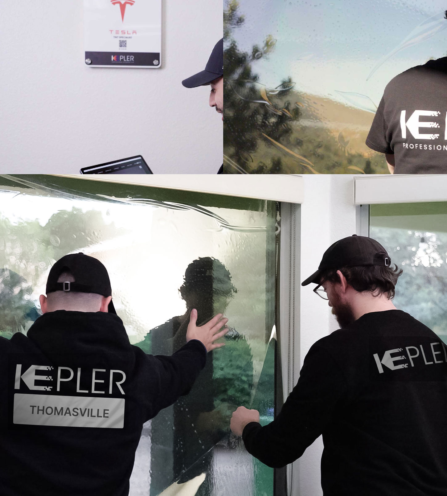 Kepler Technician Applying Advanced Window Tint to Home in Thomasville